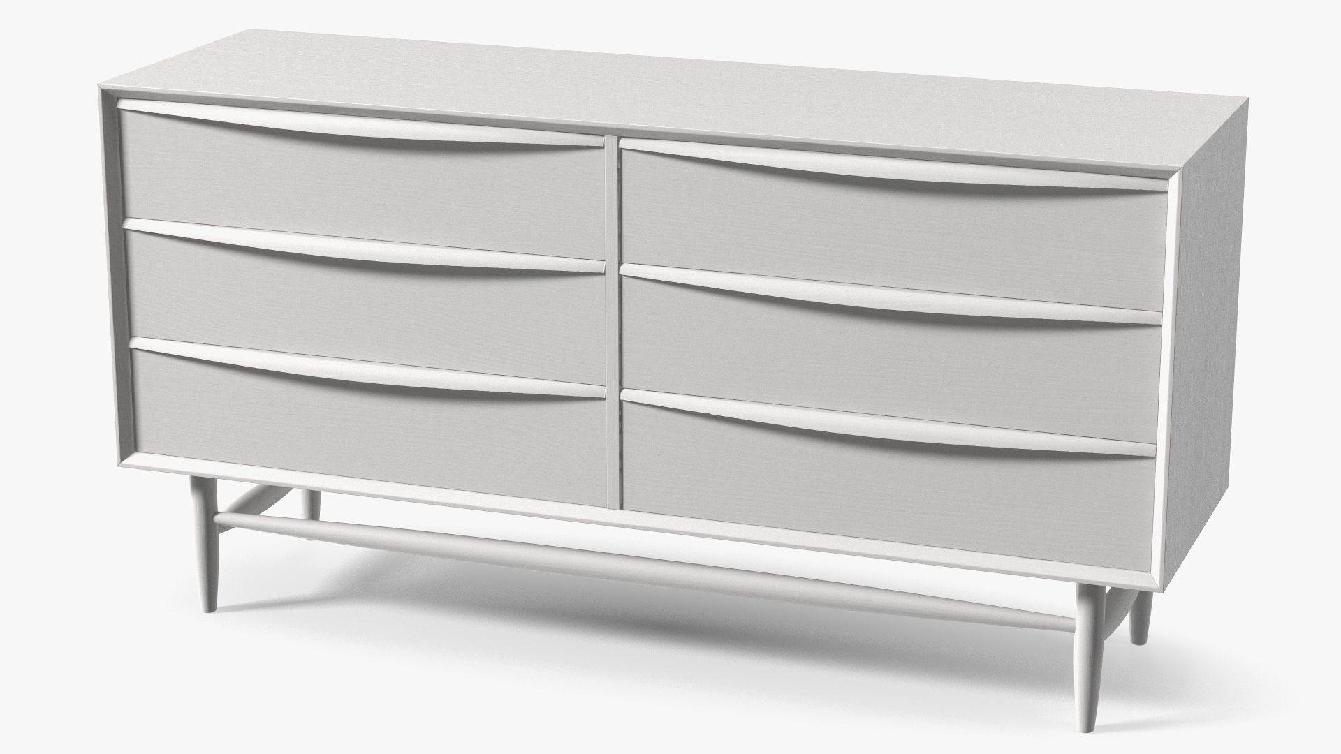 Mid Century Modern Dresser White 3D