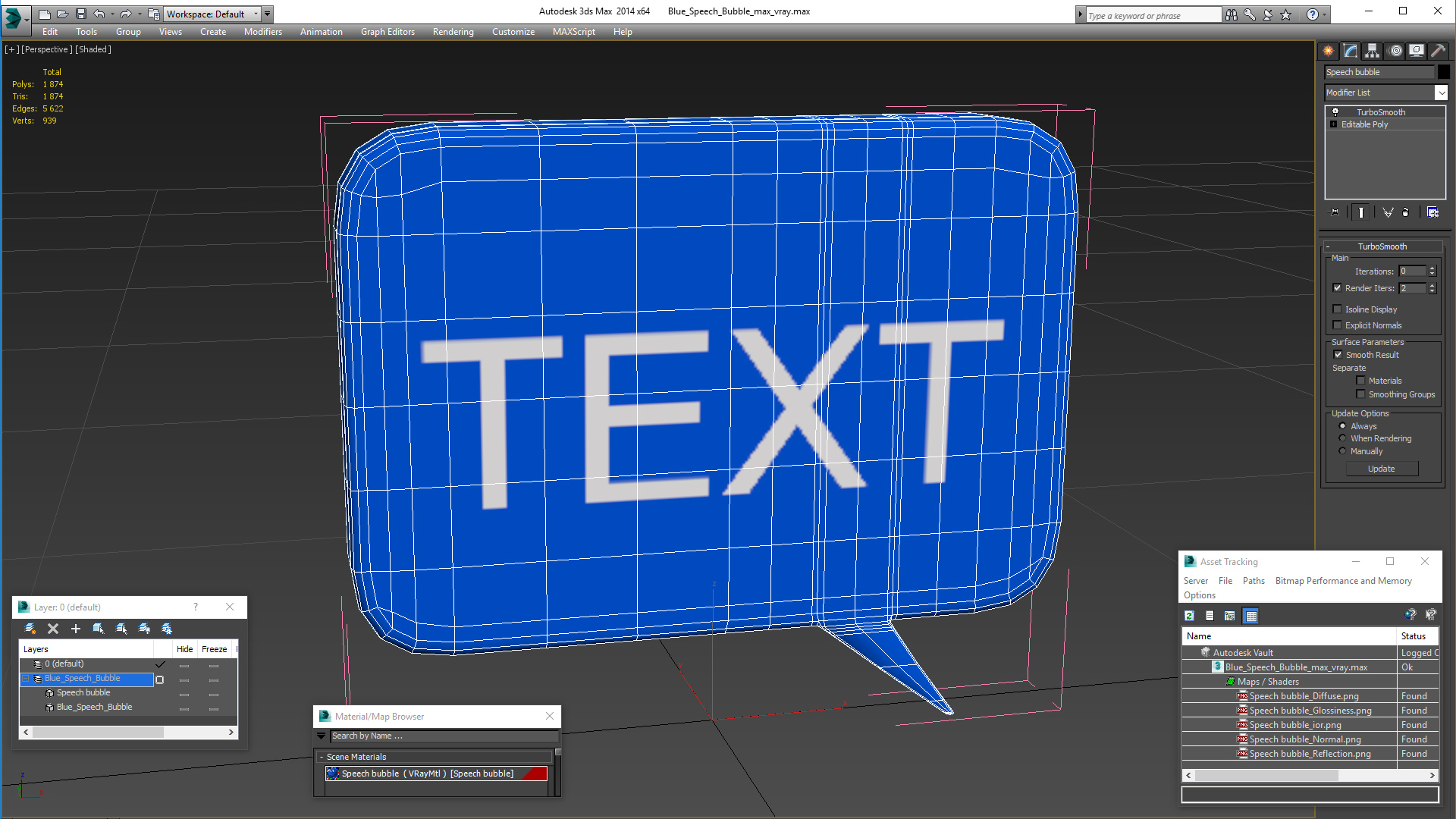 3D Blue Speech Bubble model