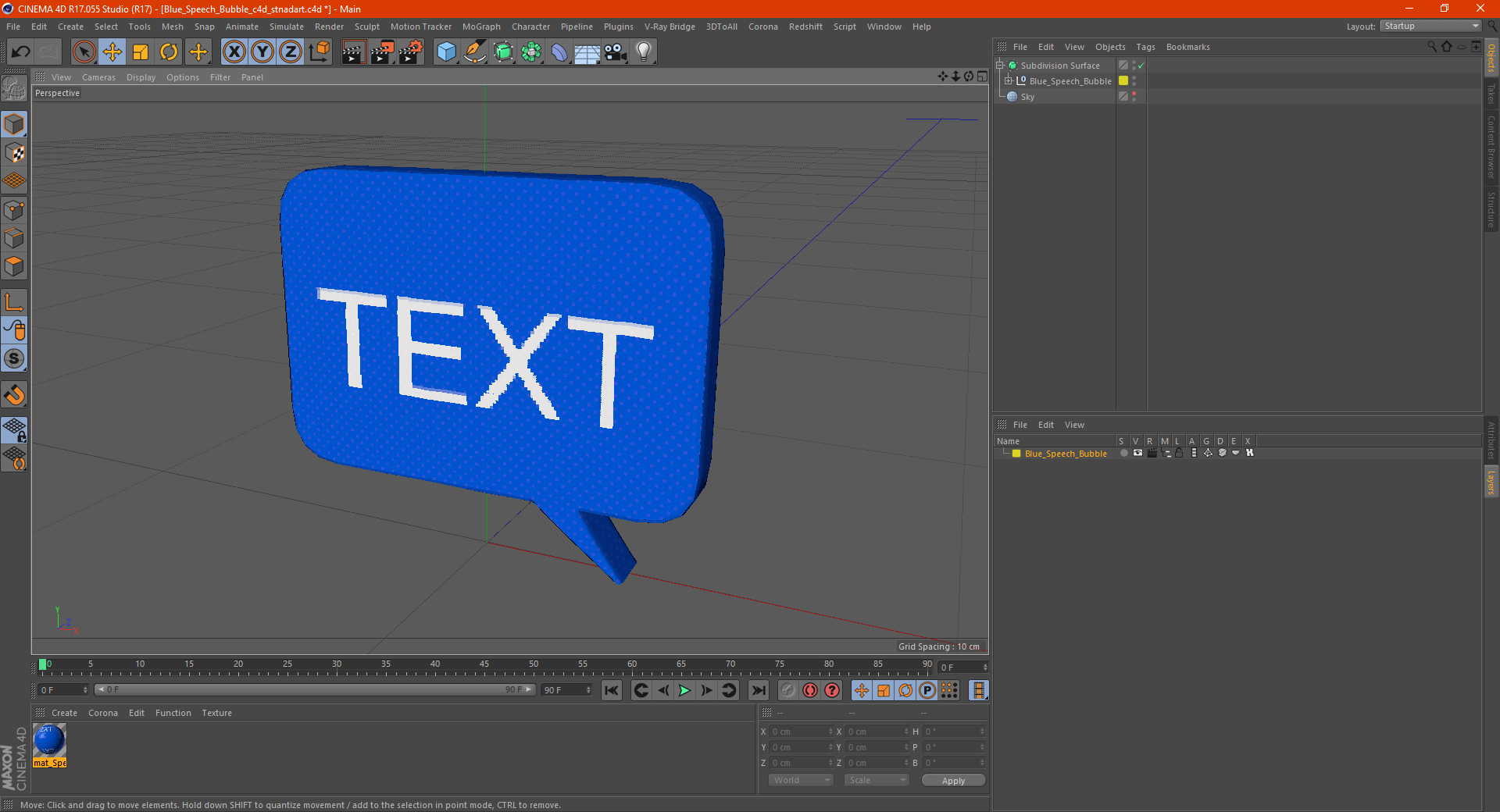 3D Blue Speech Bubble model