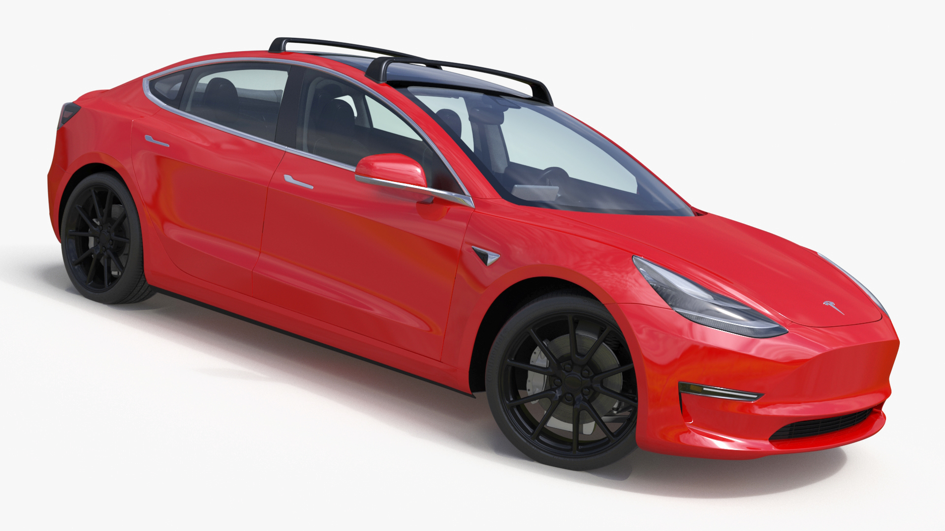 Tesla with Roof Rack Rigged 3D