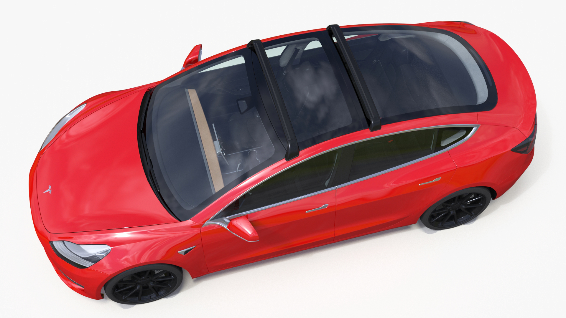 Tesla with Roof Rack Rigged 3D