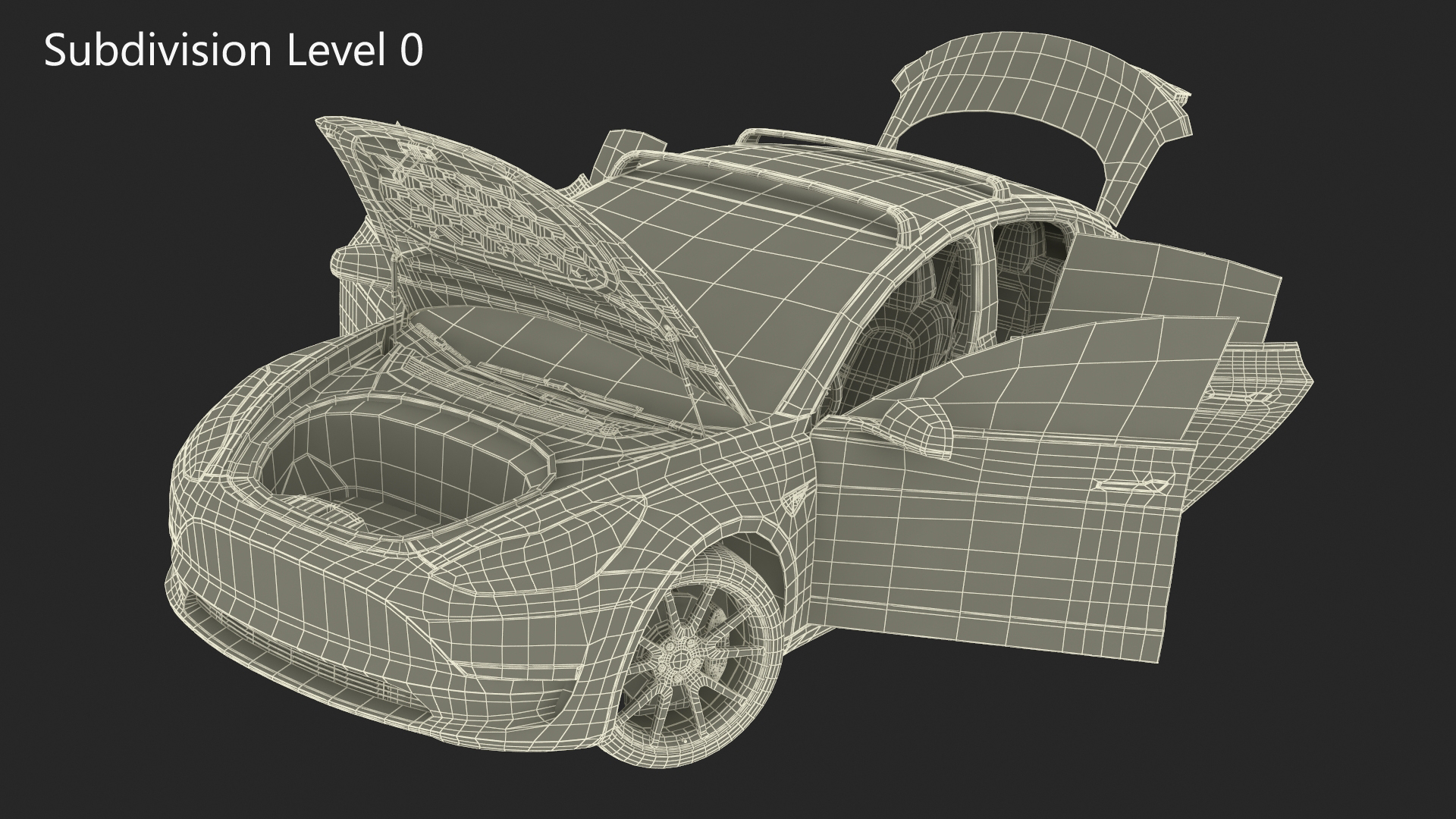 Tesla with Roof Rack Rigged 3D