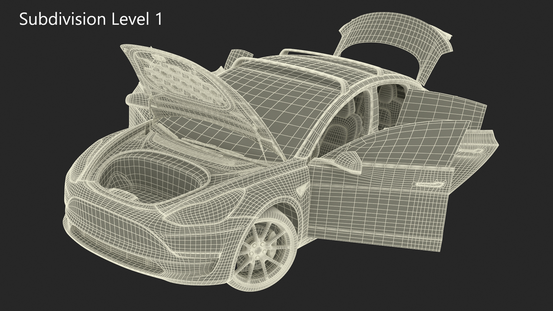 Tesla with Roof Rack Rigged 3D