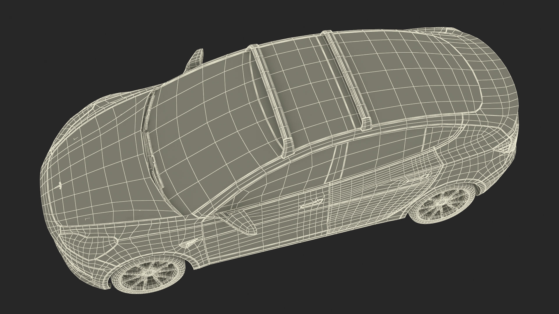 Tesla with Roof Rack Rigged 3D