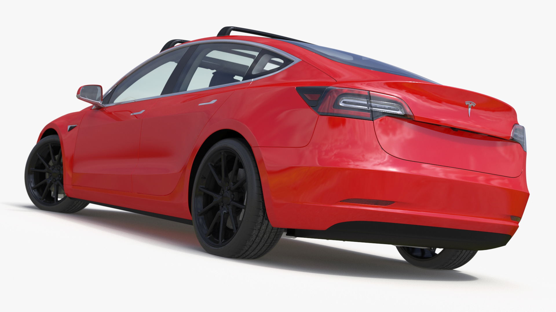 Tesla with Roof Rack Rigged 3D