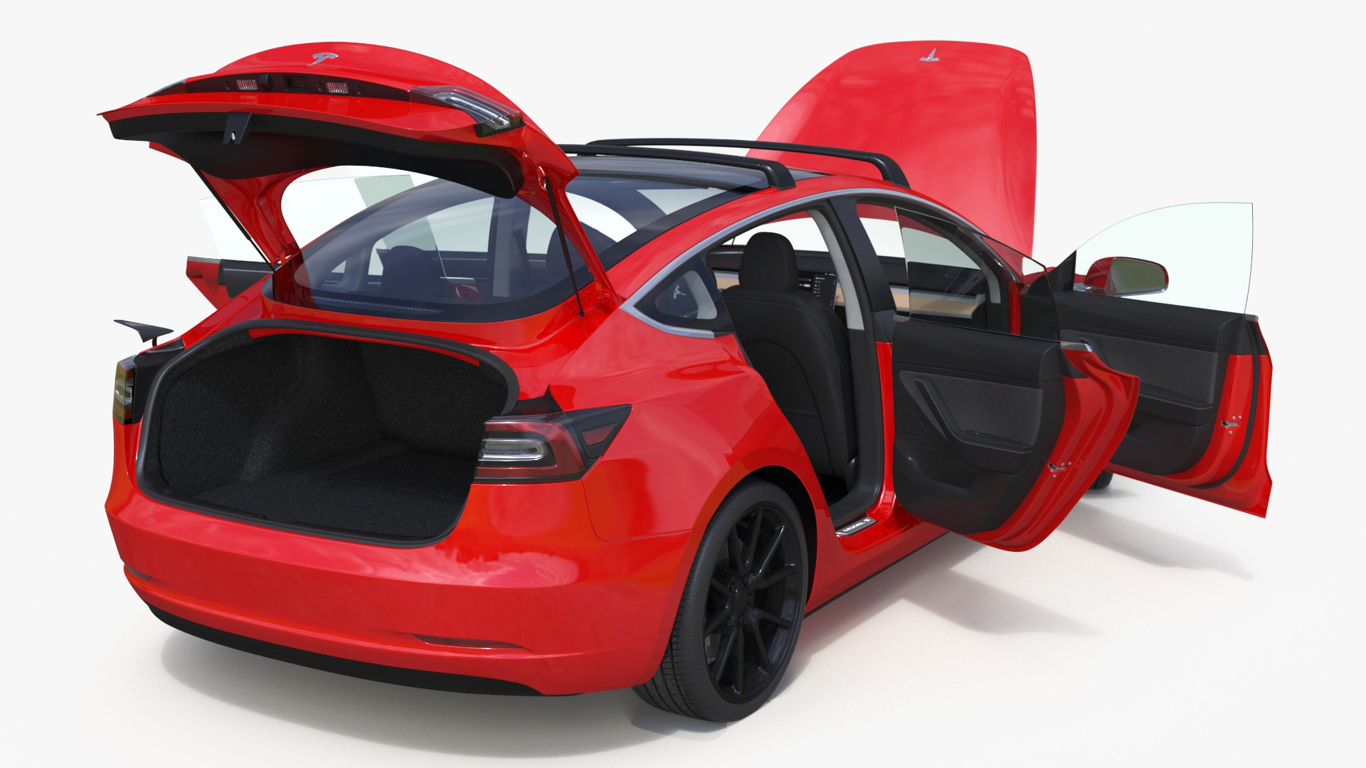 Tesla with Roof Rack Rigged 3D