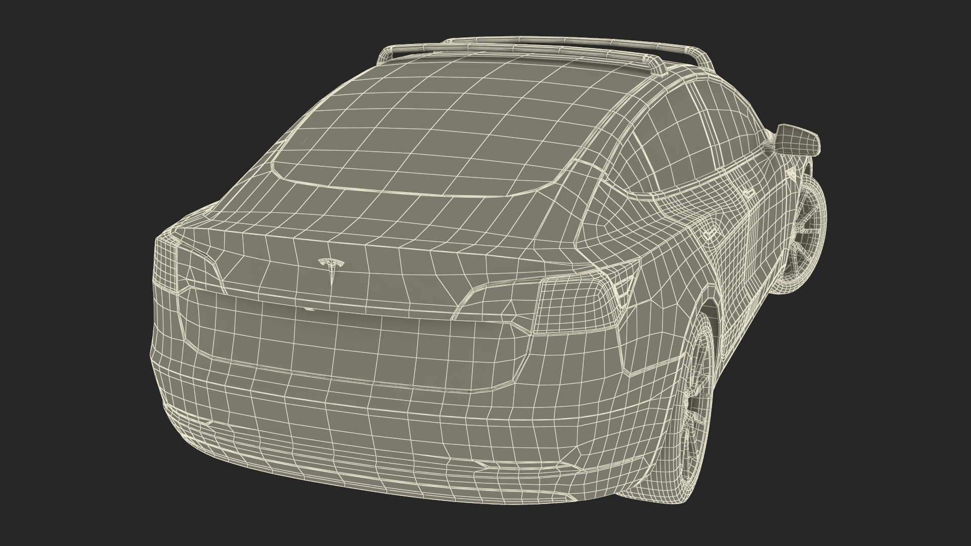 Tesla with Roof Rack Rigged 3D