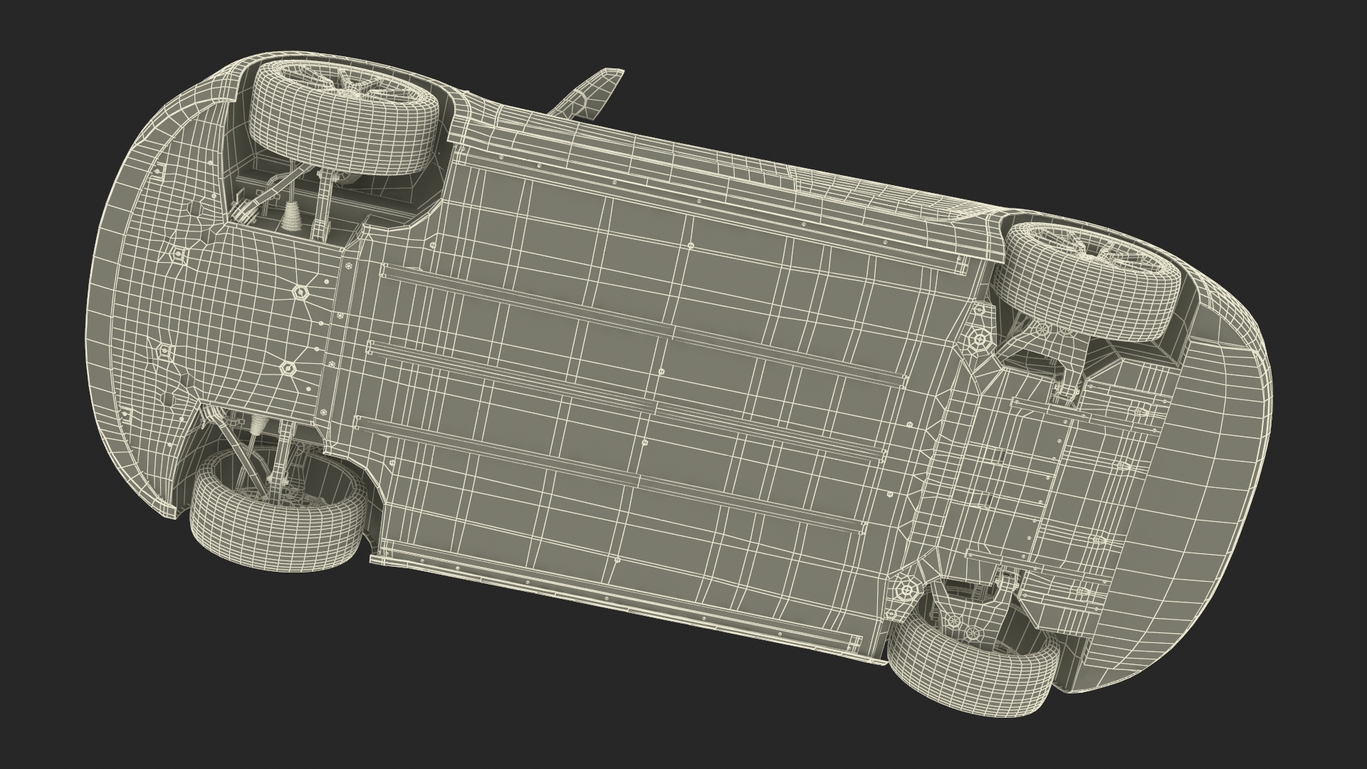 Tesla with Roof Rack Rigged 3D