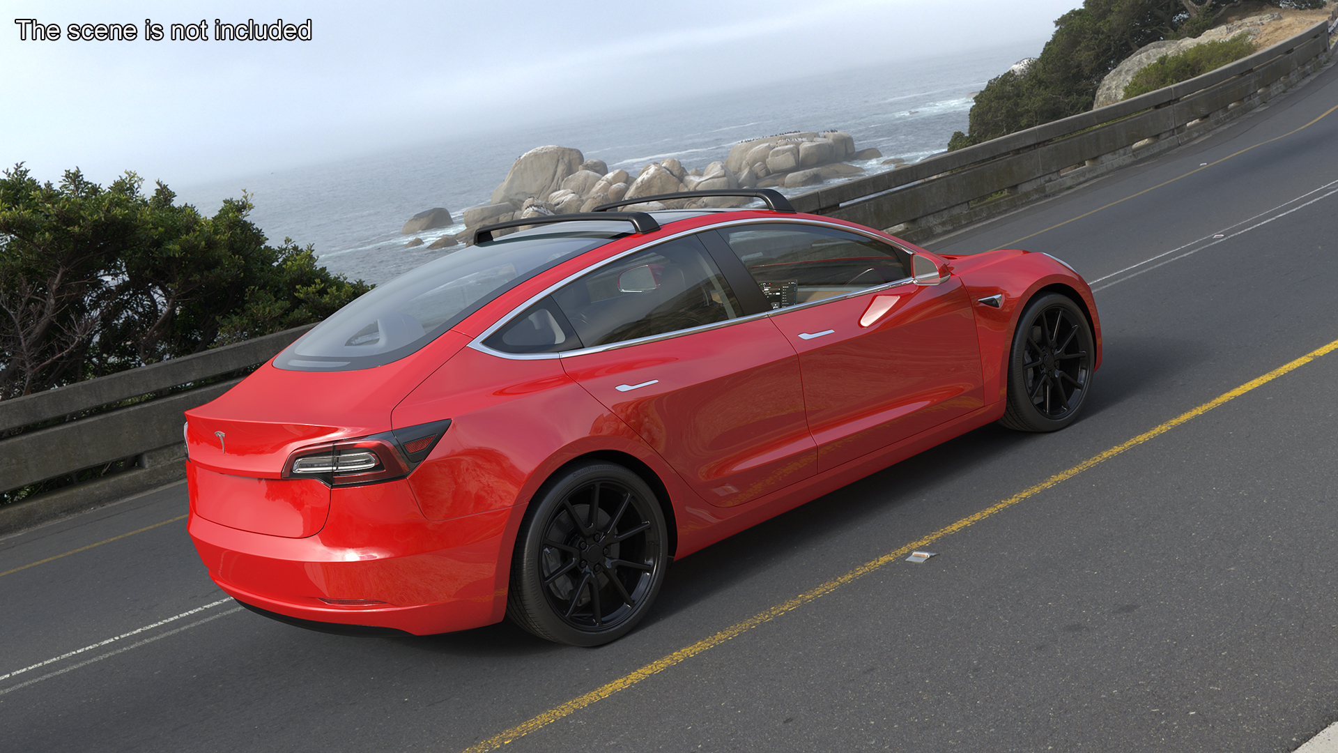 Tesla with Roof Rack Rigged 3D