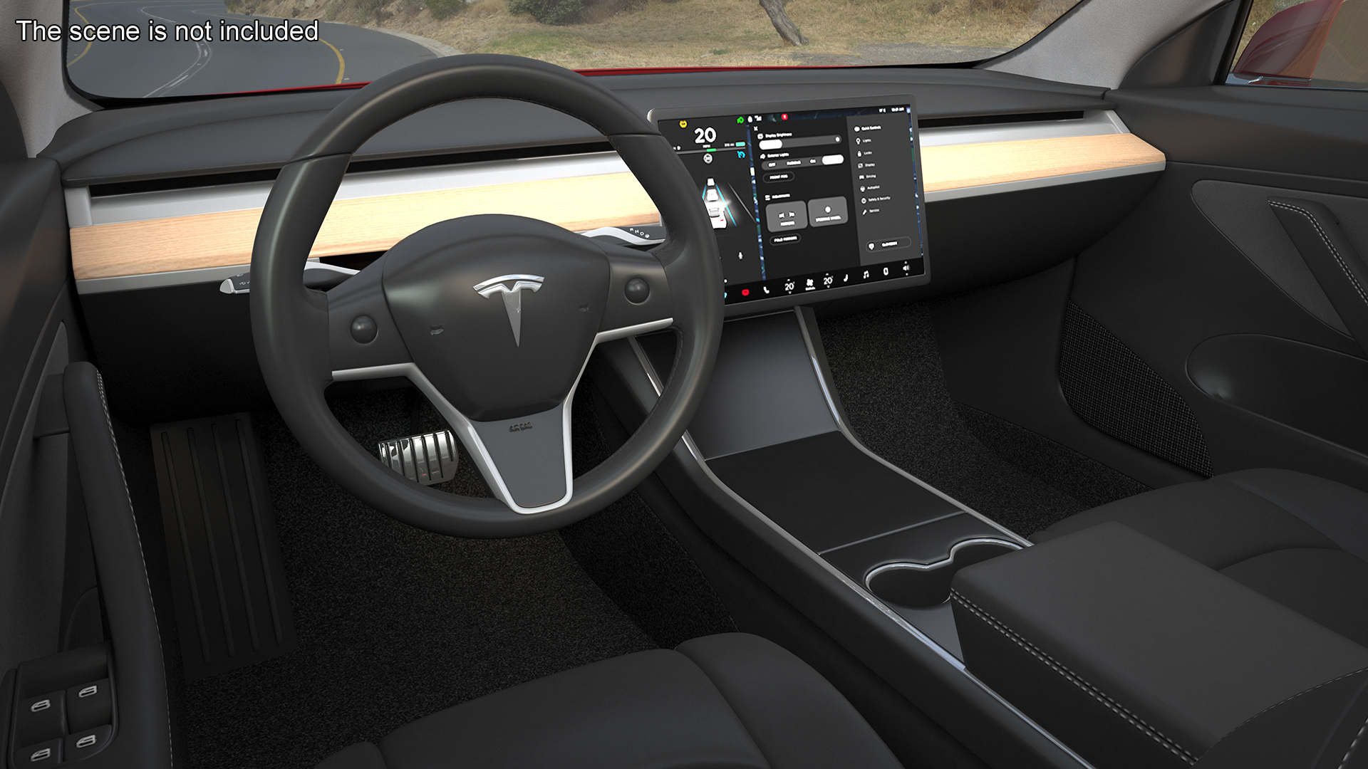 Tesla with Roof Rack Rigged 3D