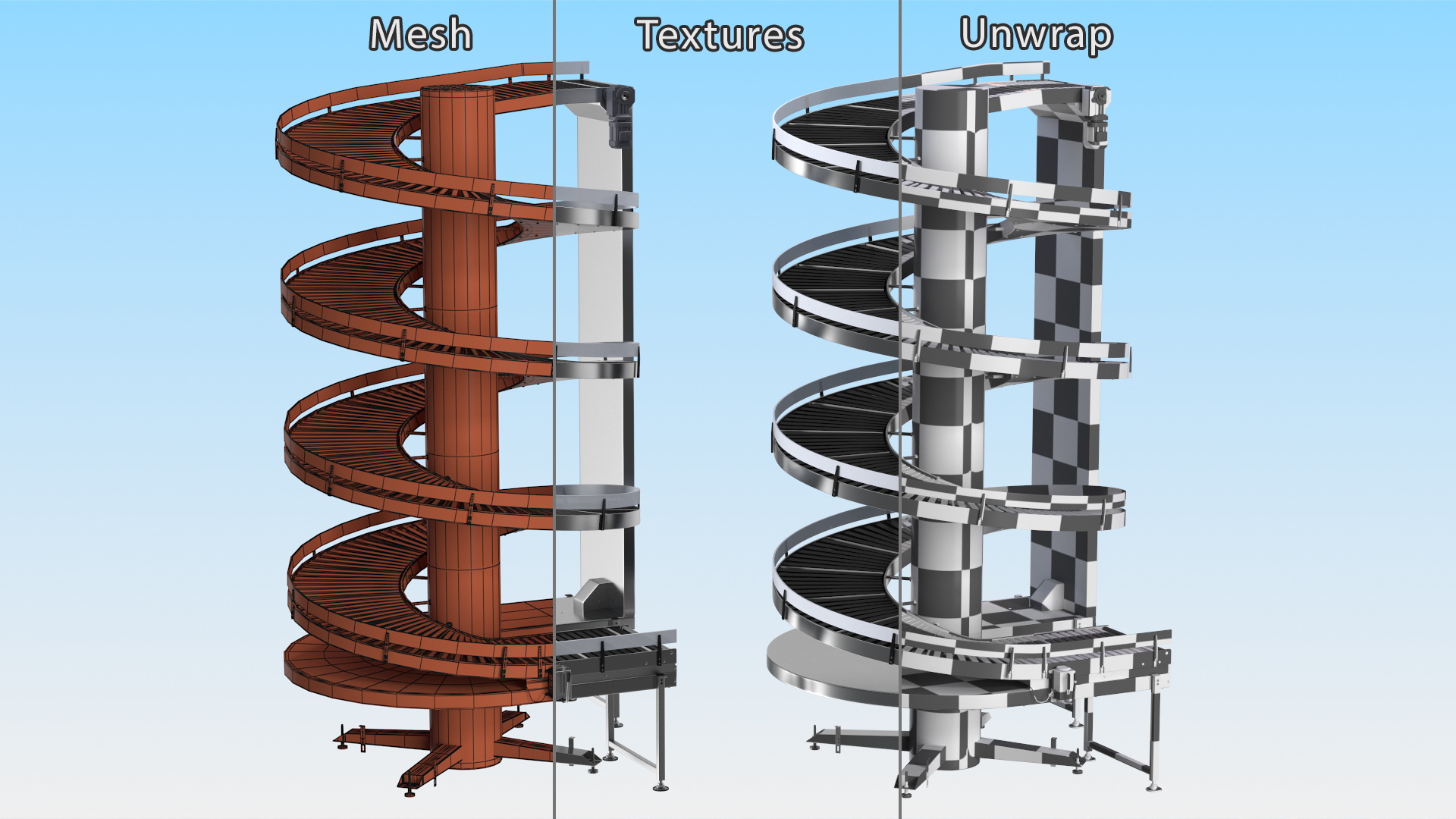 3D Slat Chain Spiral Conveyor