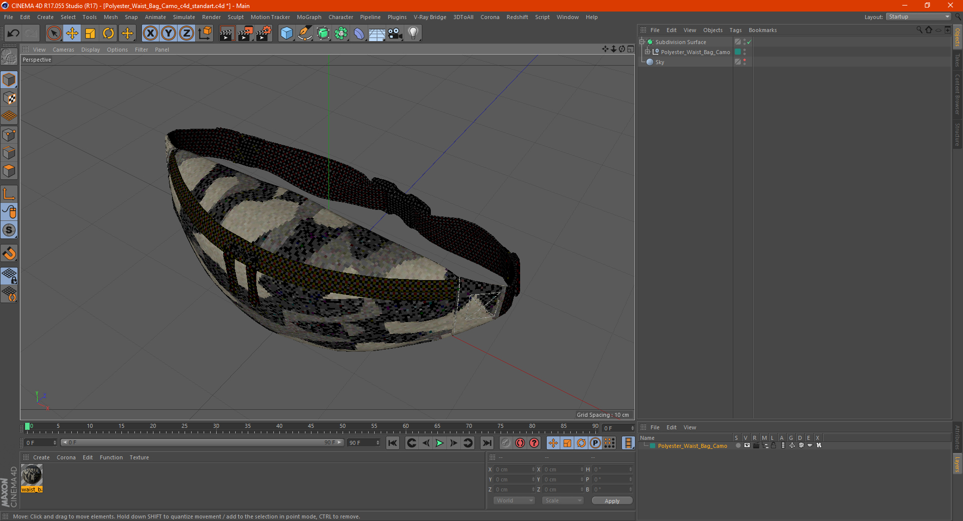 Polyester Waist Bag Camo 3D model