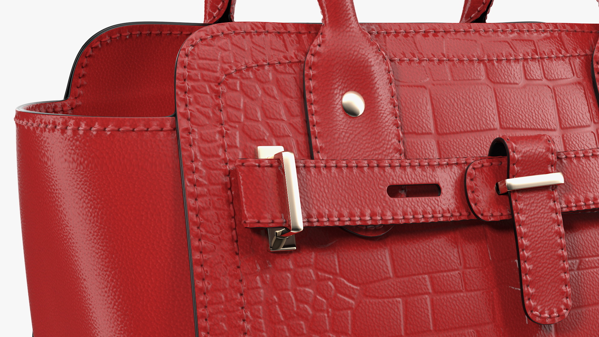 Alligator Women Handbag Red 3D