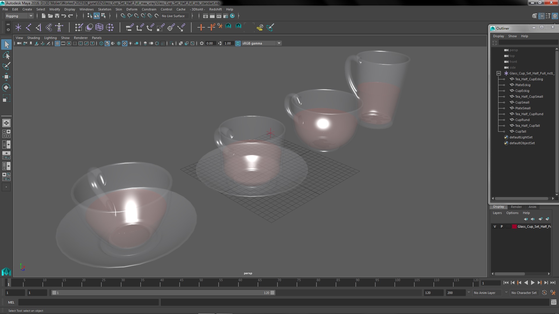 3D Glass Cup Set Half Full model