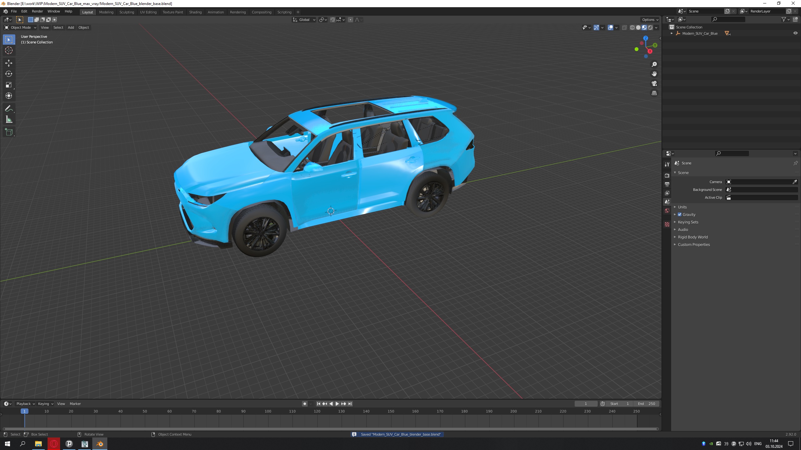 Modern SUV Car Blue 3D model