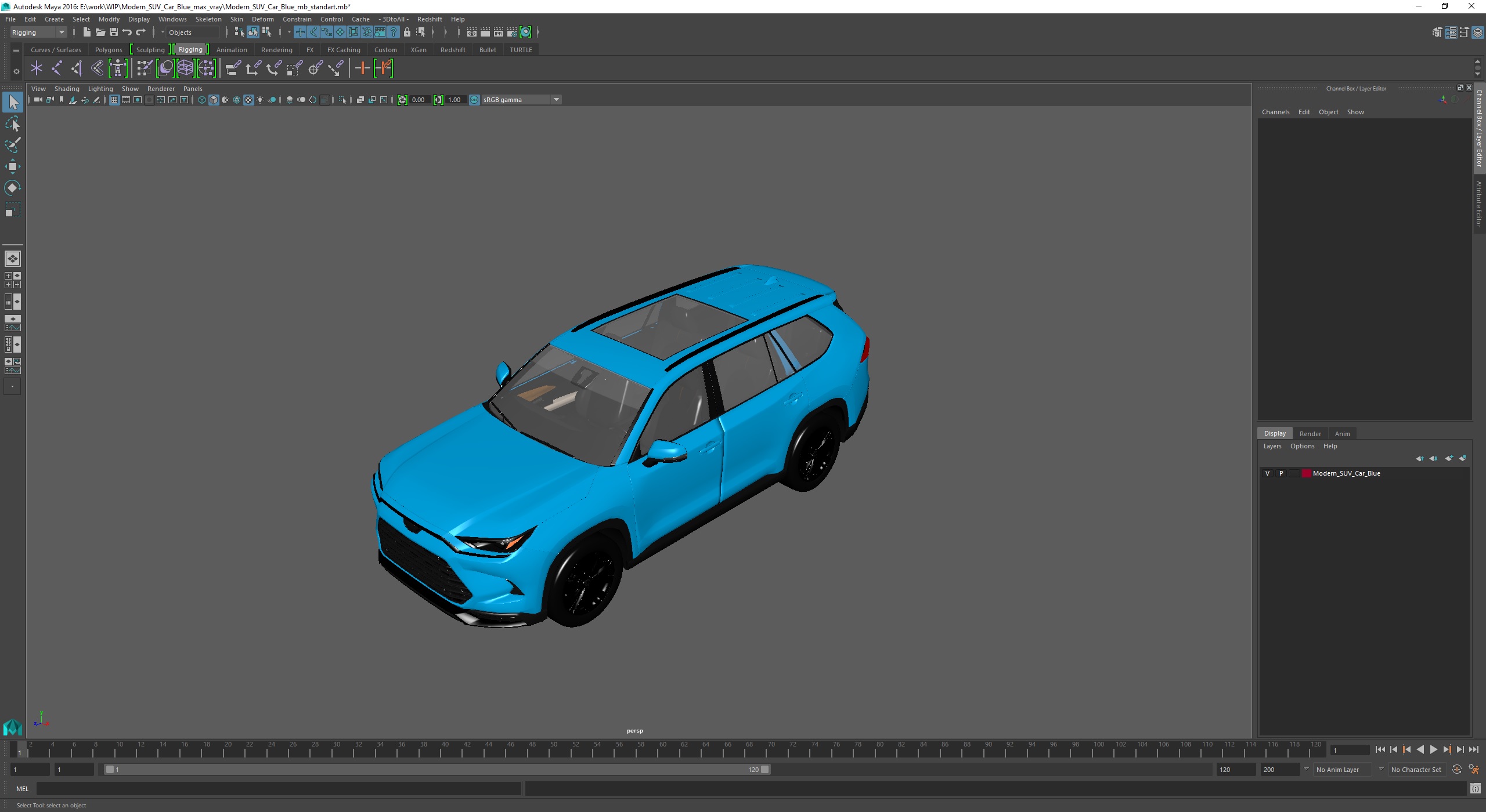 Modern SUV Car Blue 3D model