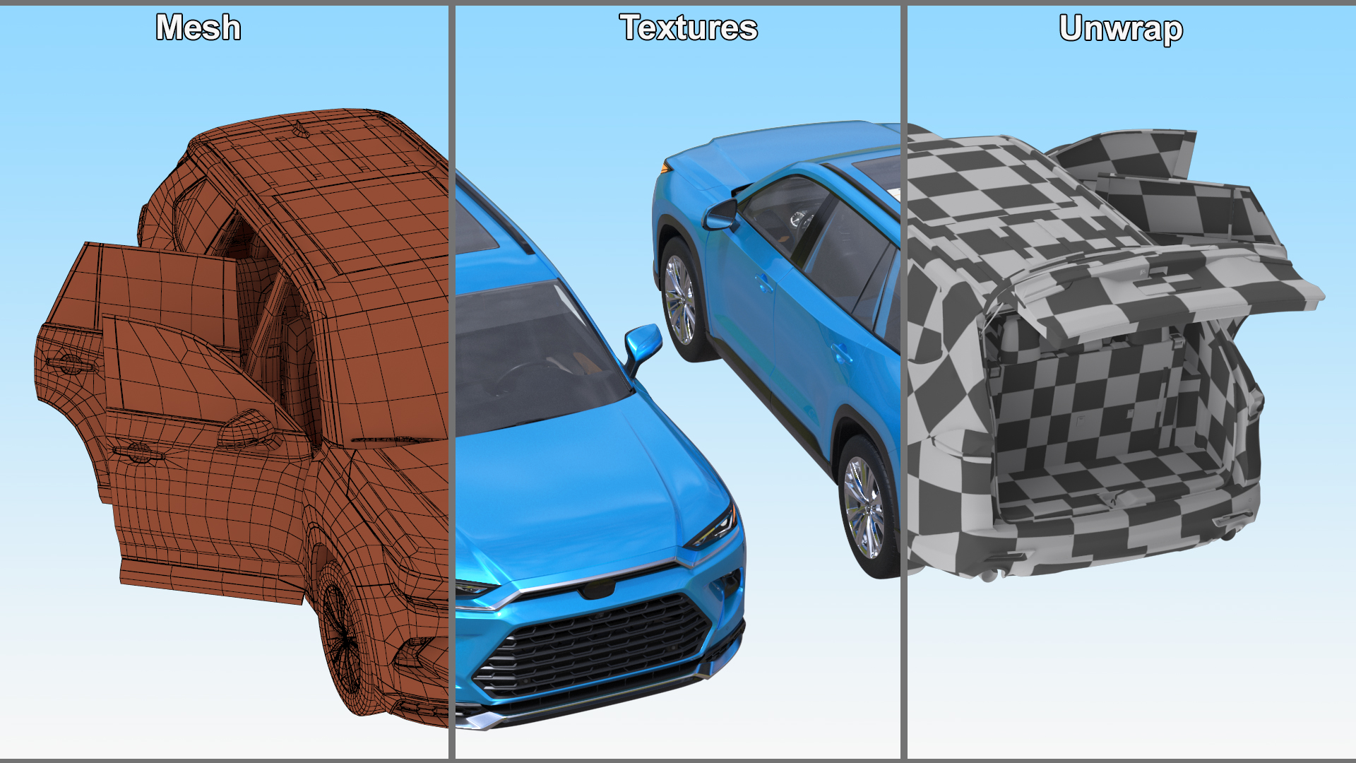 Modern SUV Car Blue 3D model