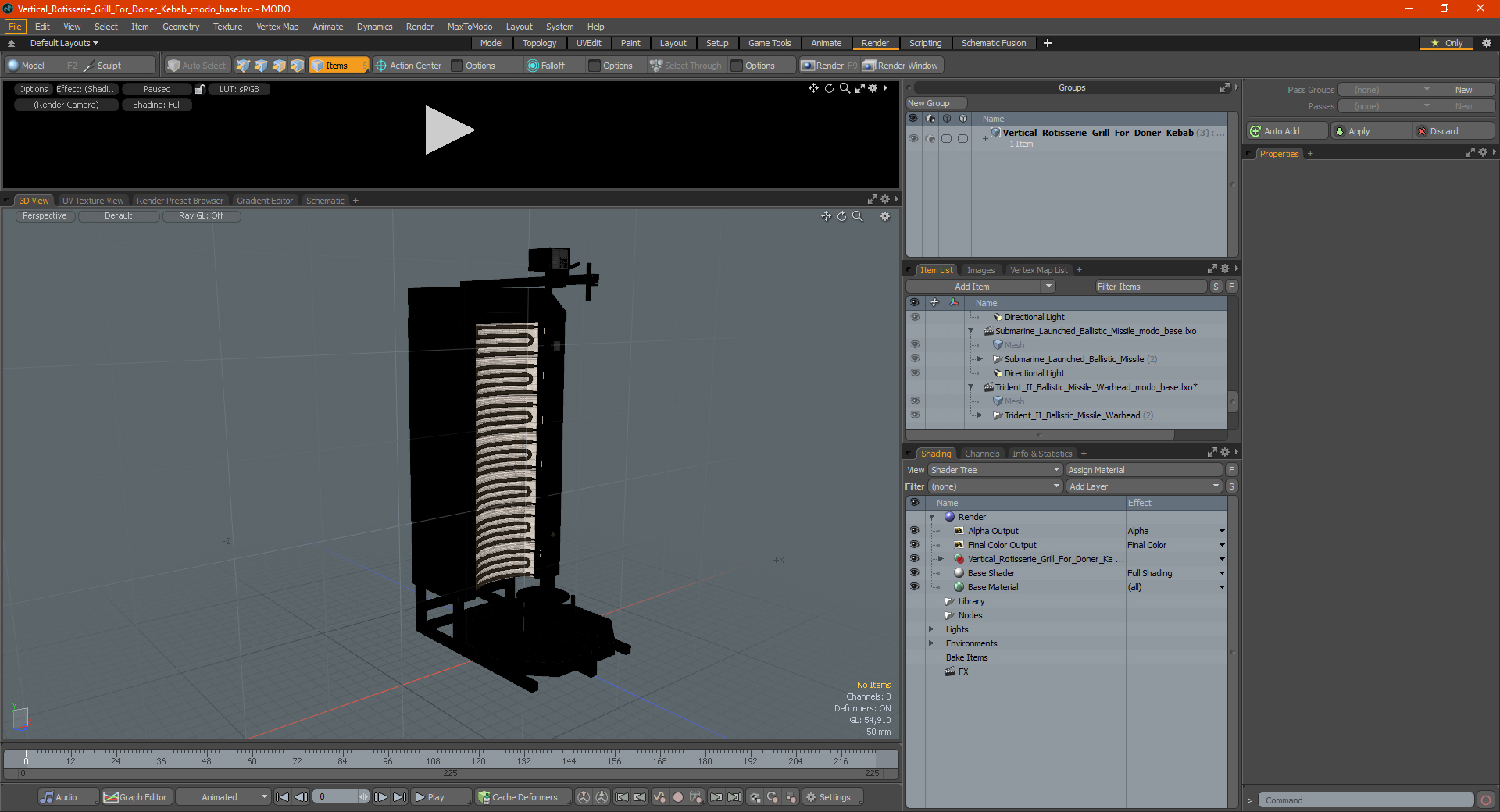 3D Vertical Rotisserie Grill For Doner Kebab