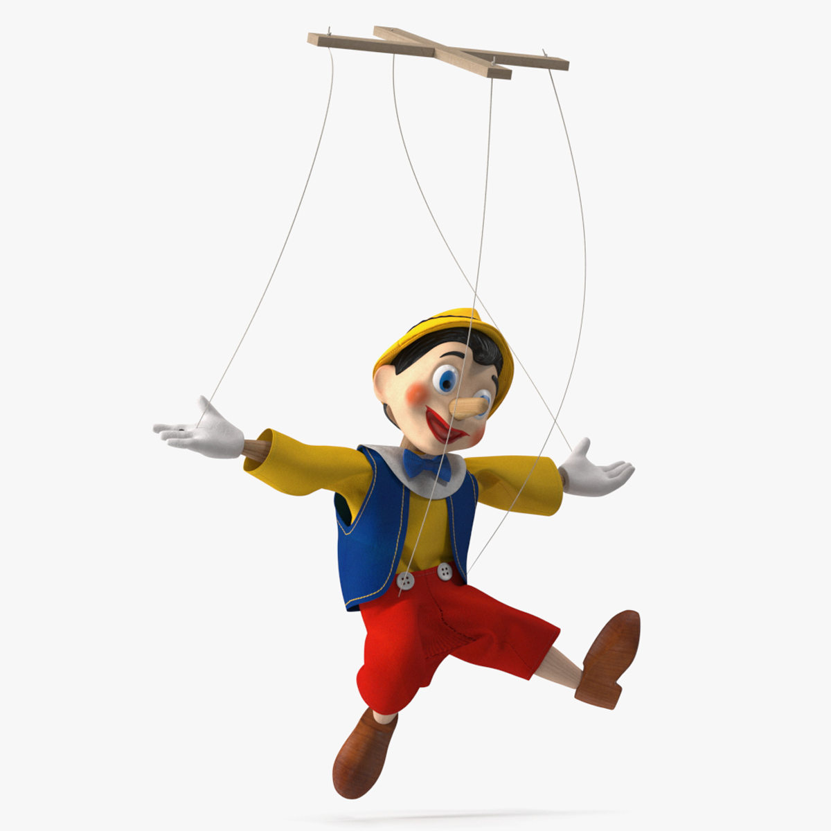 3D model Pinnochio Wooden Marionette Figure Rigged for Maya