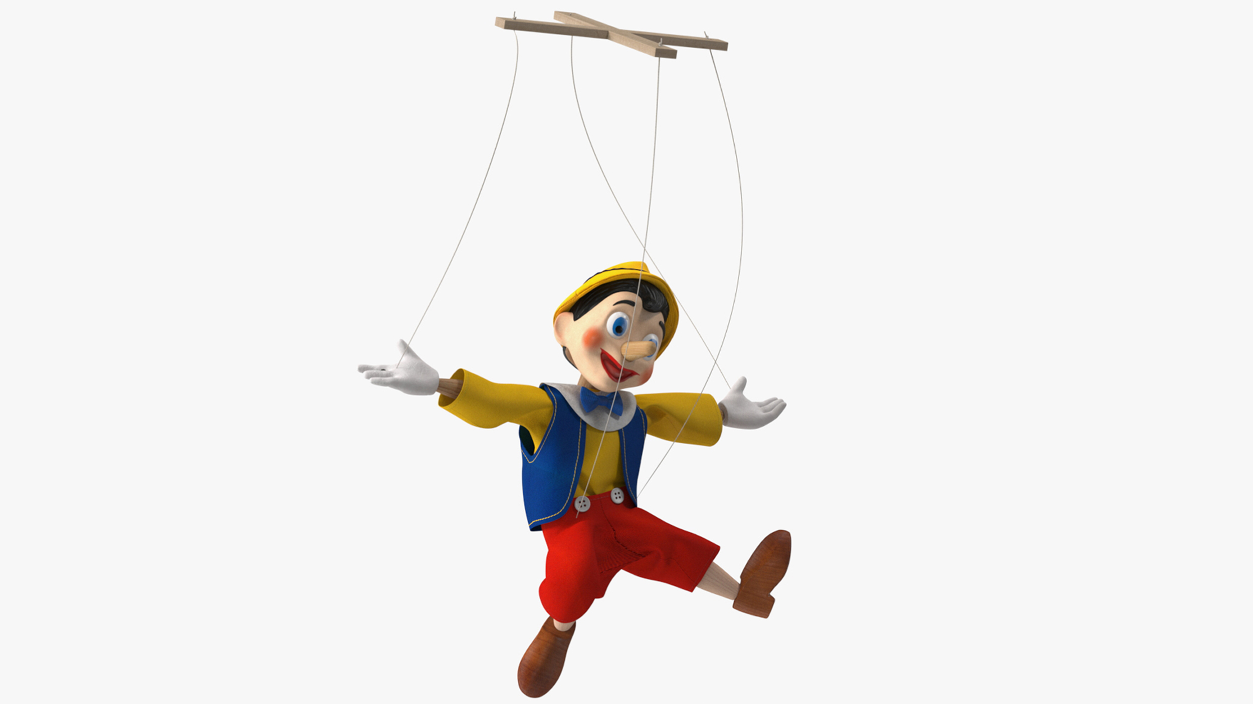 3D model Pinnochio Wooden Marionette Figure Rigged for Maya