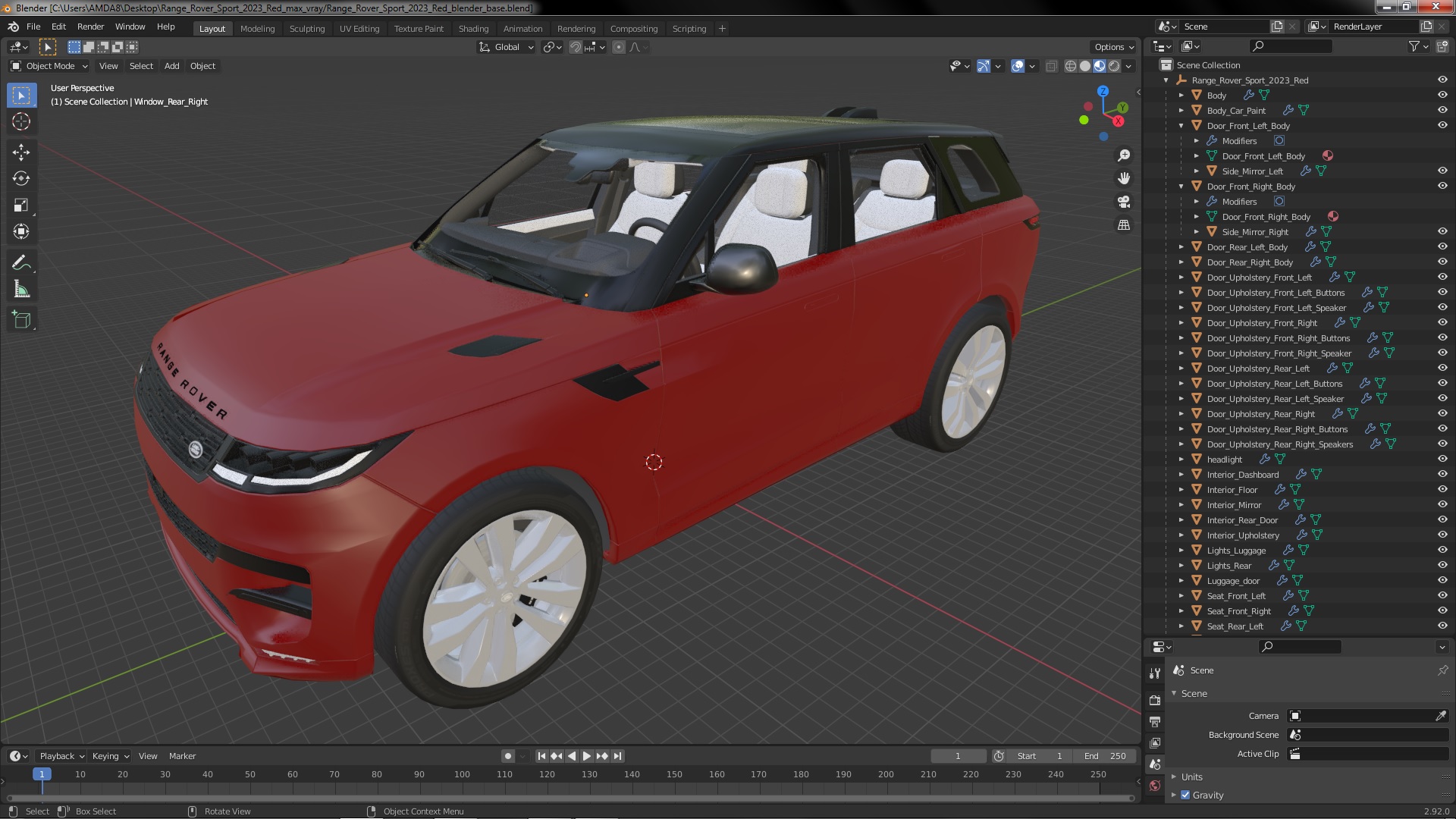 3D Range Rover Sport 2023 Red