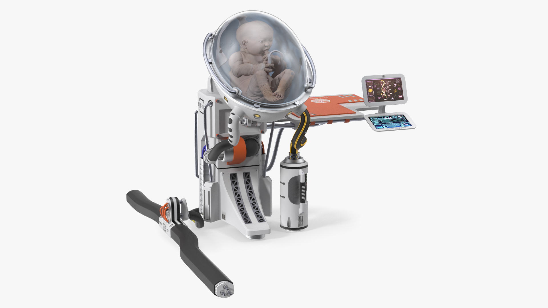 3D Human Artificial Womb with Child White model