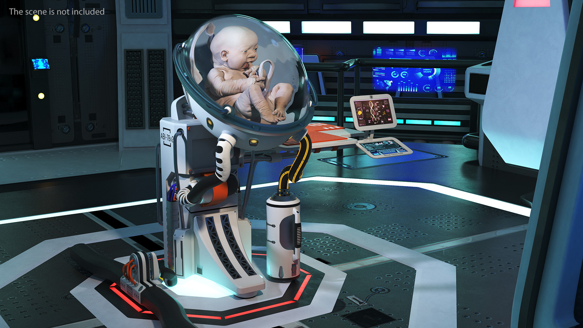 3D Human Artificial Womb with Child White model