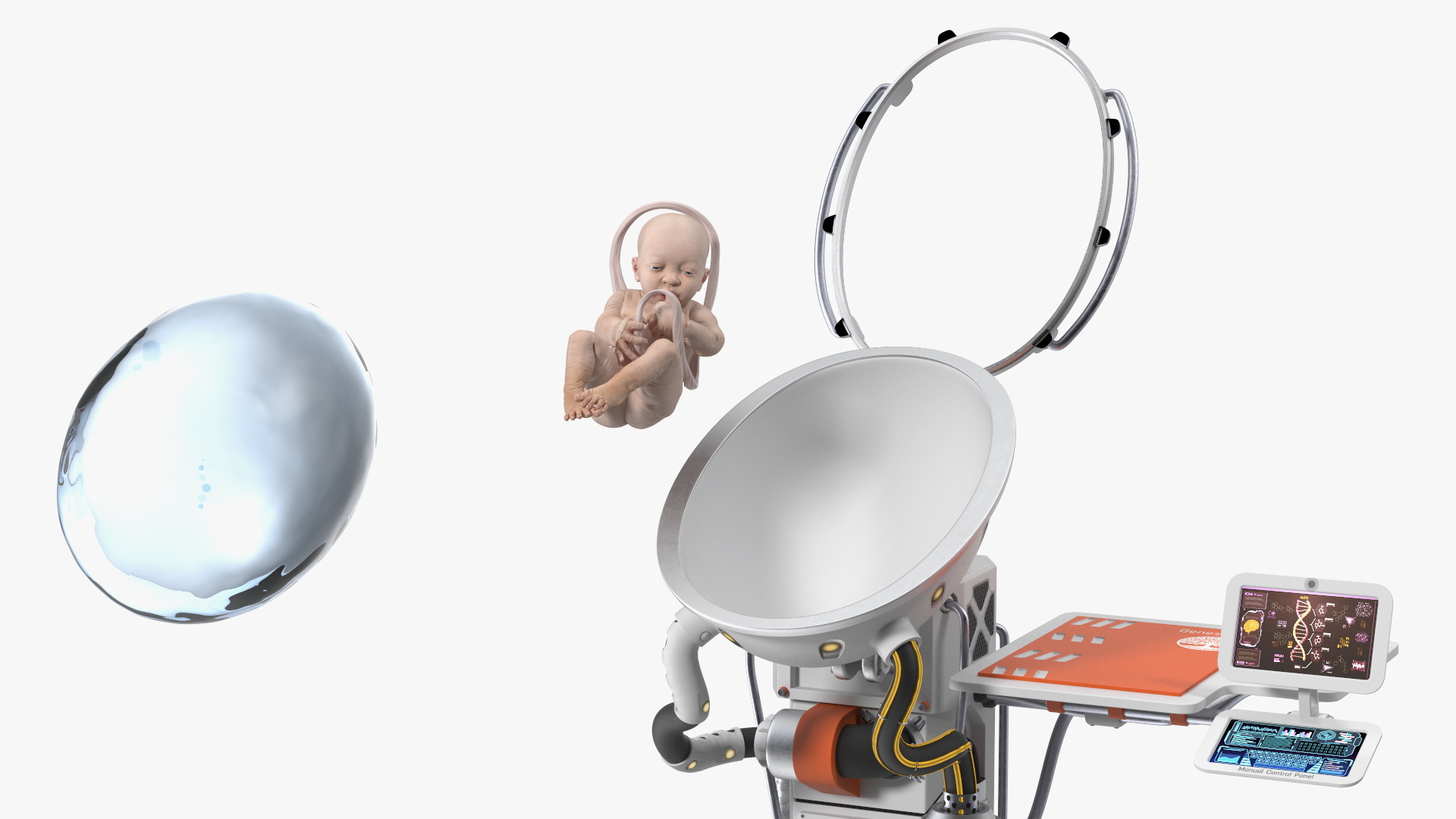 3D Human Artificial Womb with Child White model