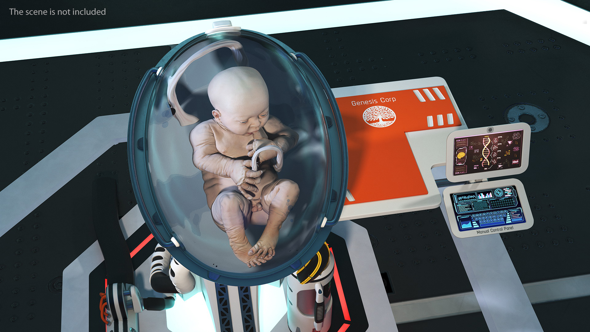 3D Human Artificial Womb with Child White model