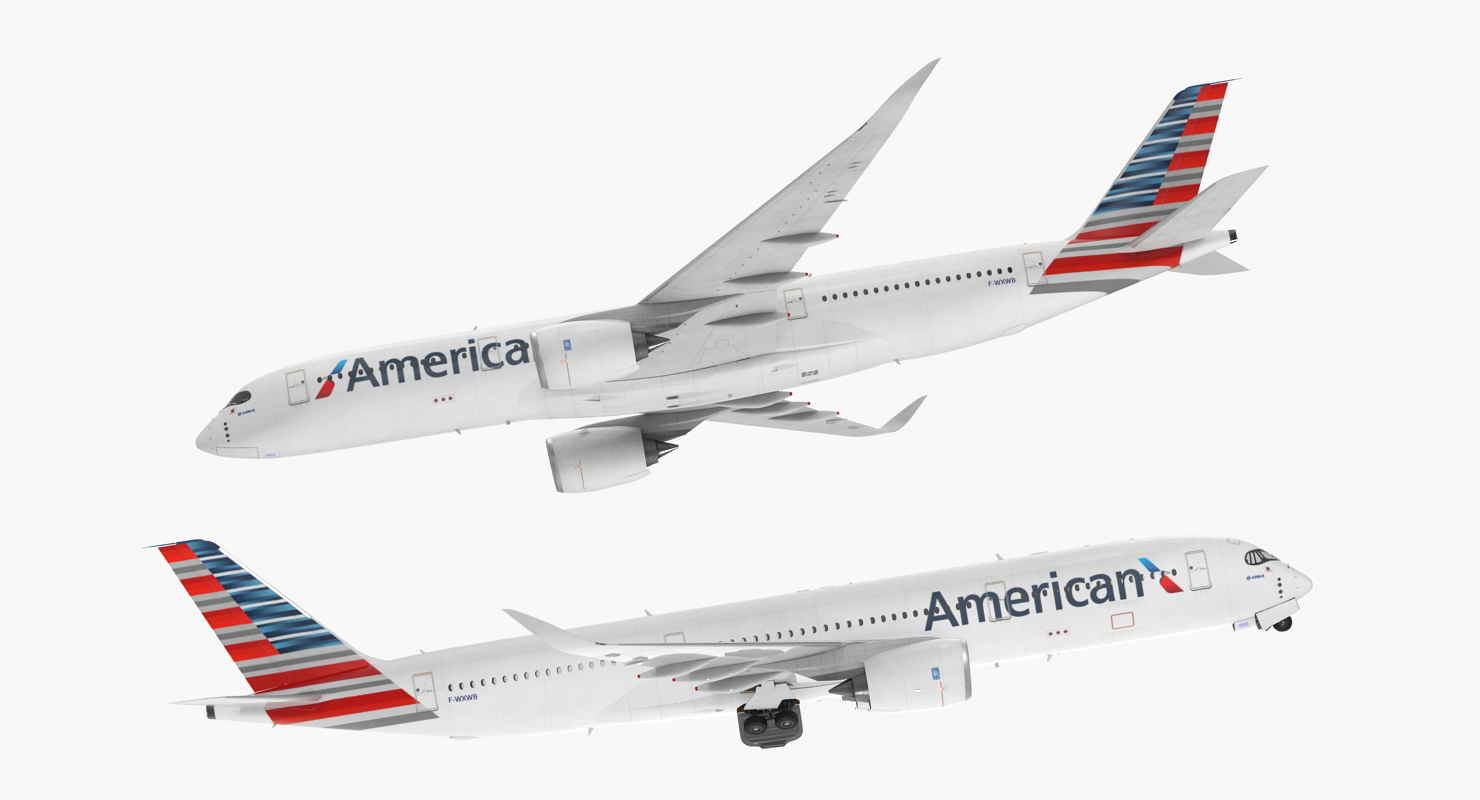 3D Airbus A350 900 American Airlines model