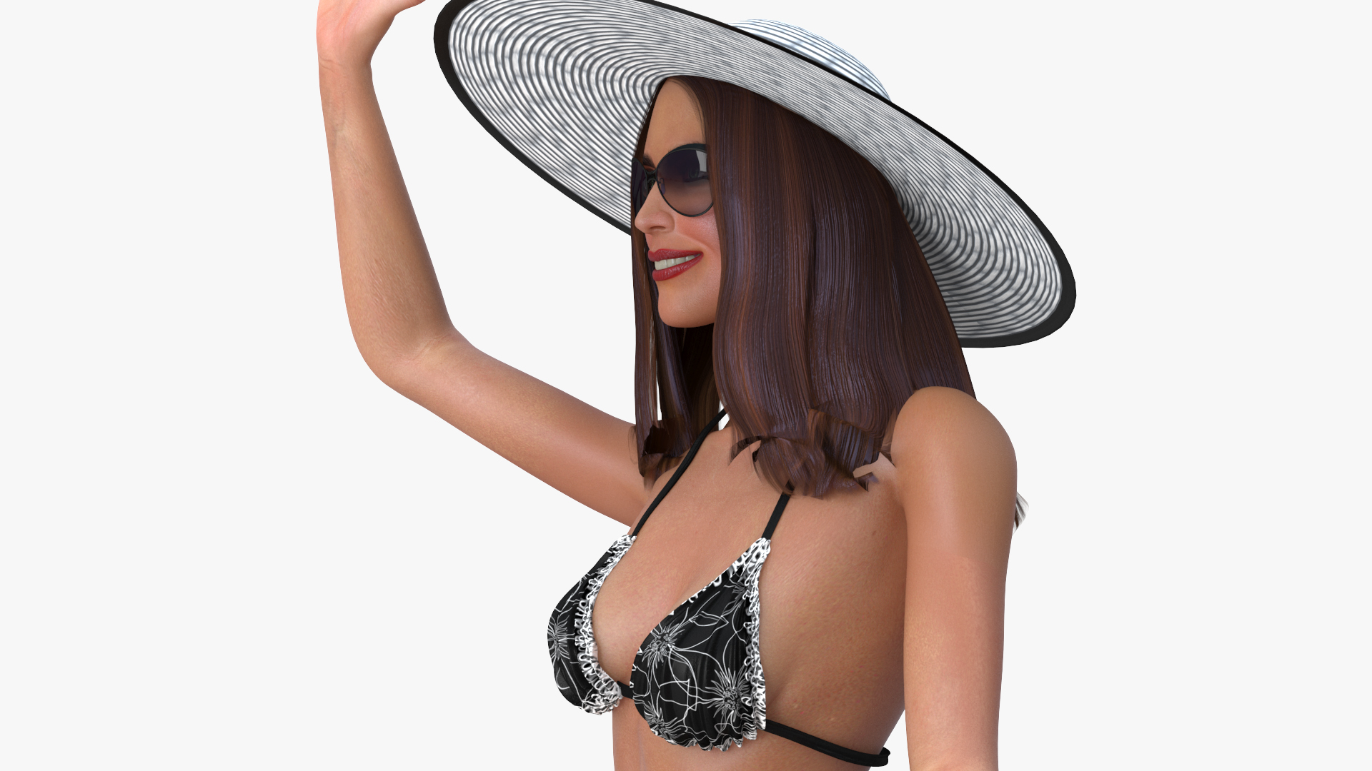 3D model Beachwear Girl With Bag Waving