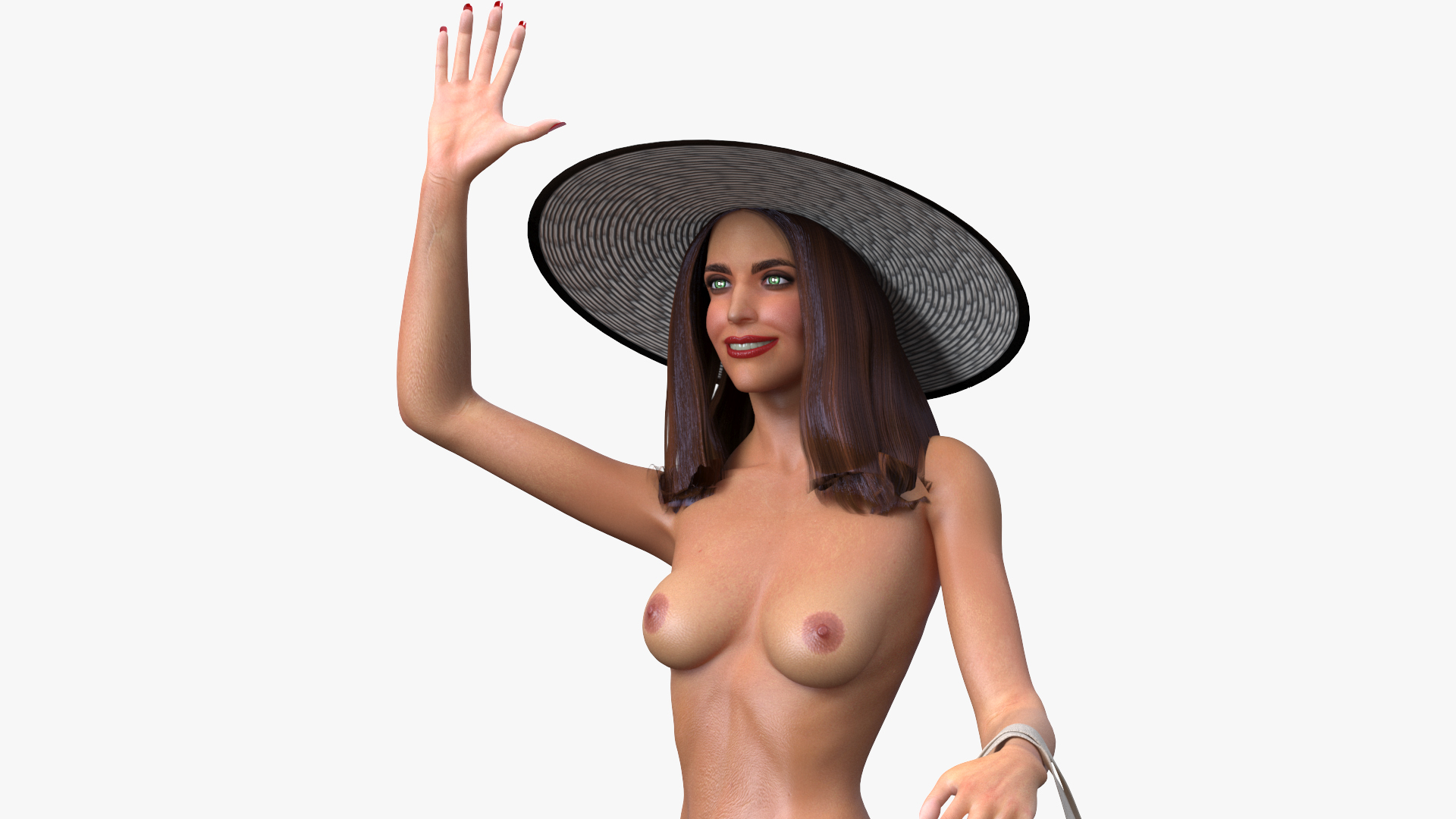 3D model Beachwear Girl With Bag Waving