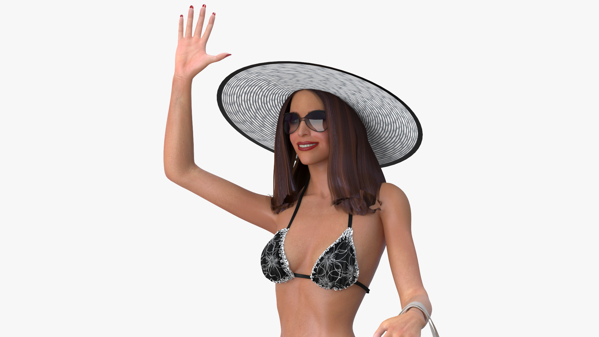 3D model Beachwear Girl With Bag Waving