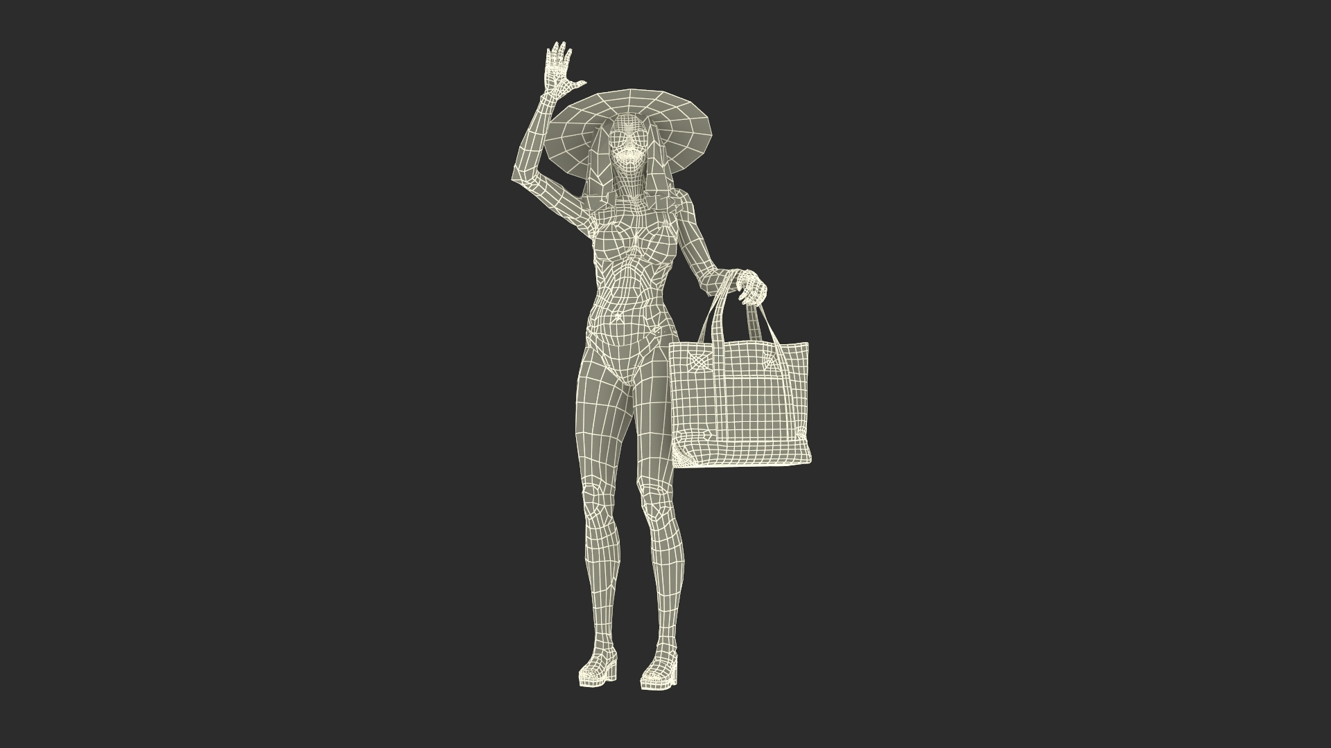 3D model Beachwear Girl With Bag Waving