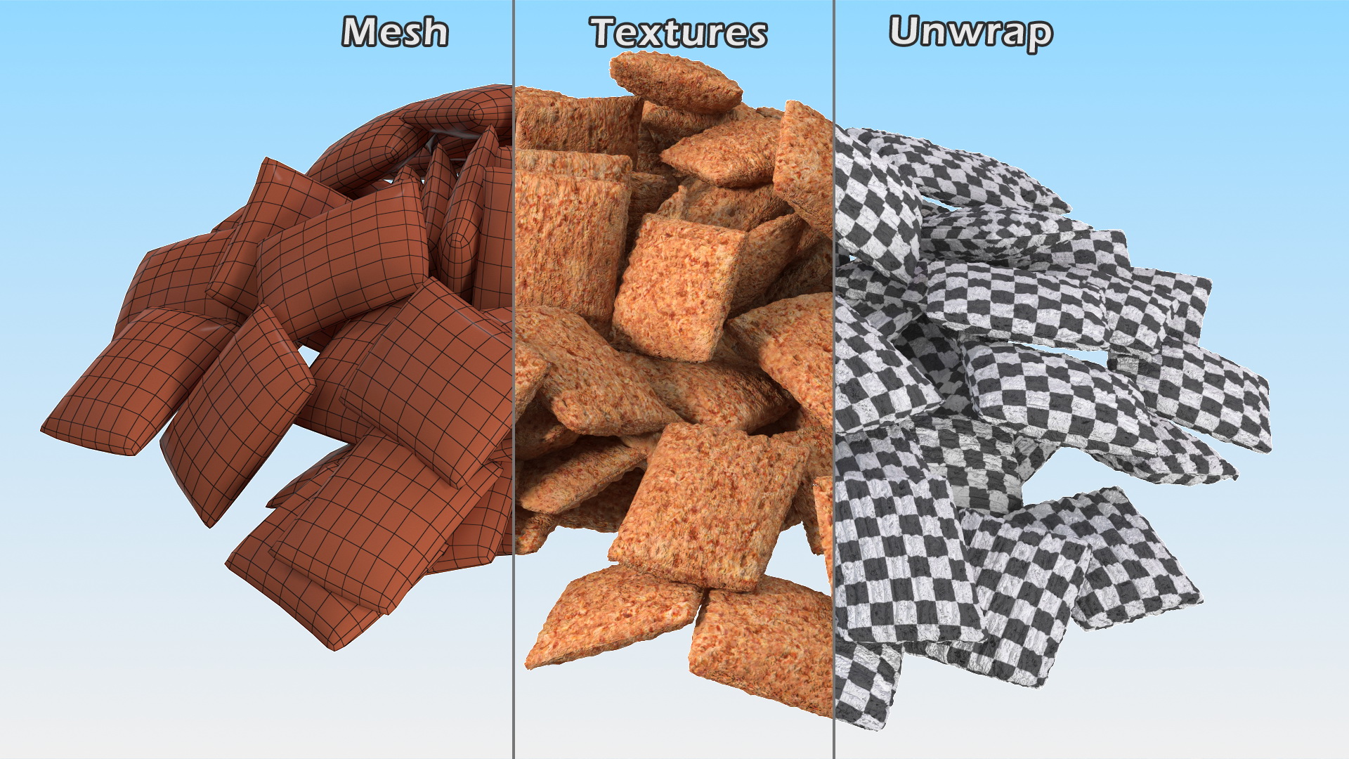 3D model Chocolate Cereal Pillow Flakes Pile