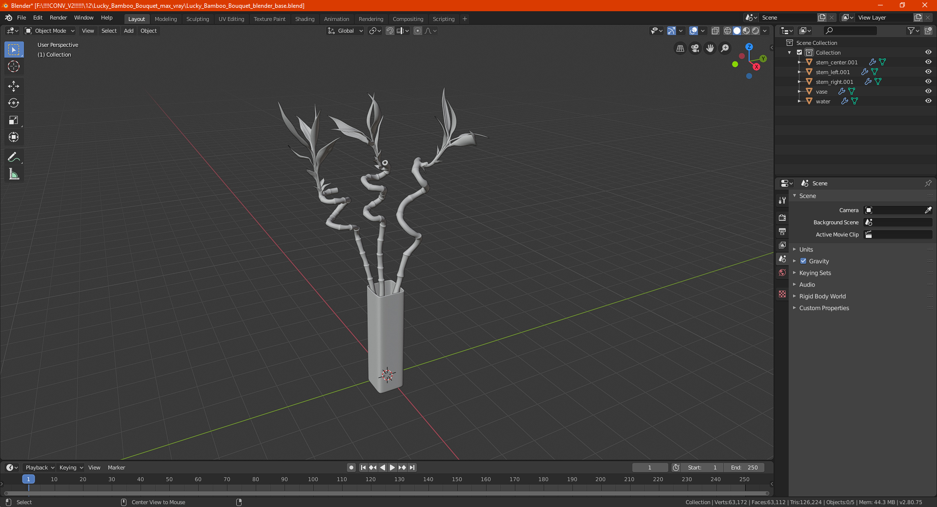 3D model Lucky Bamboo Bouquet