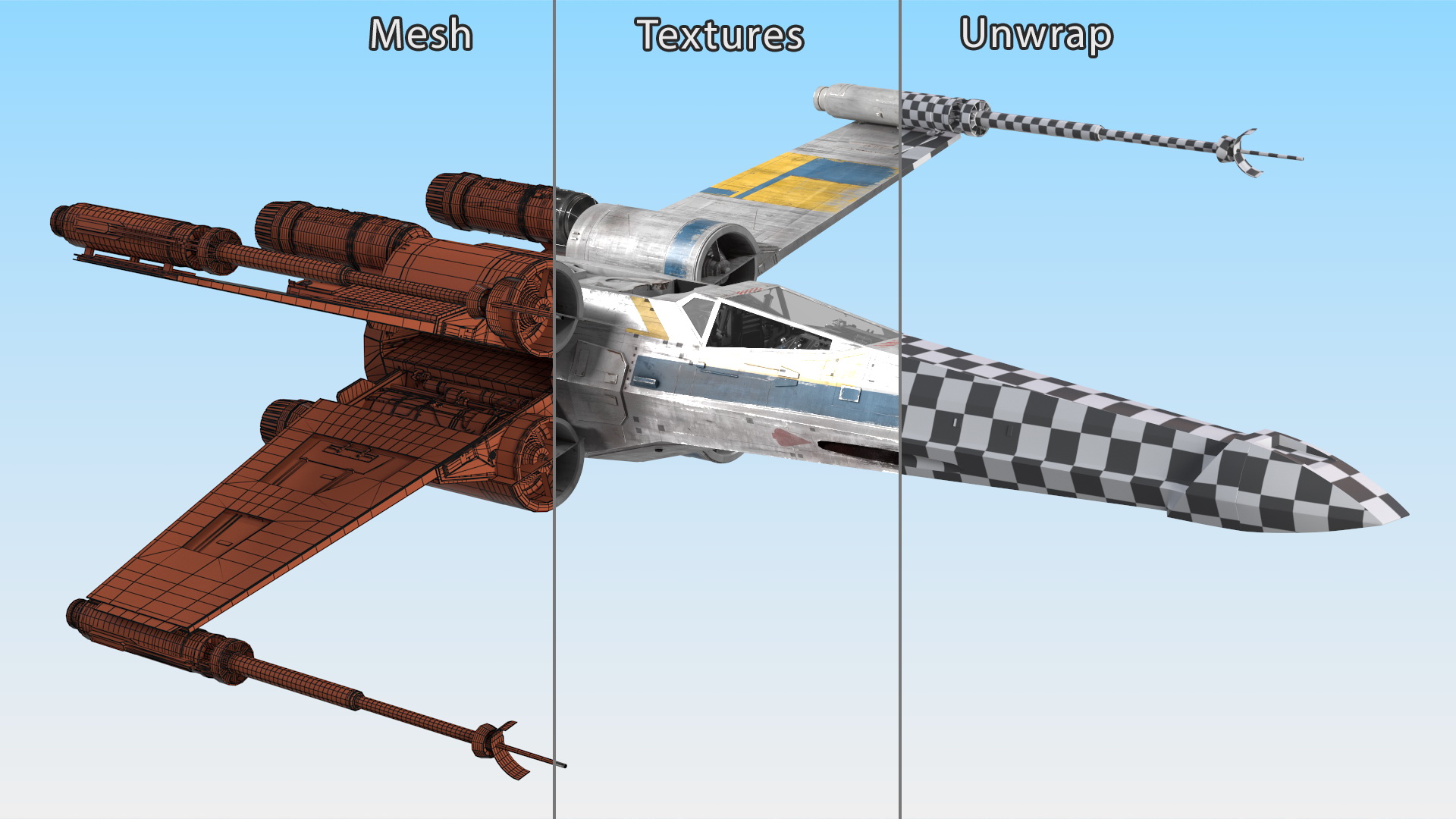 Space Fighter X-Wing Starship 3D model