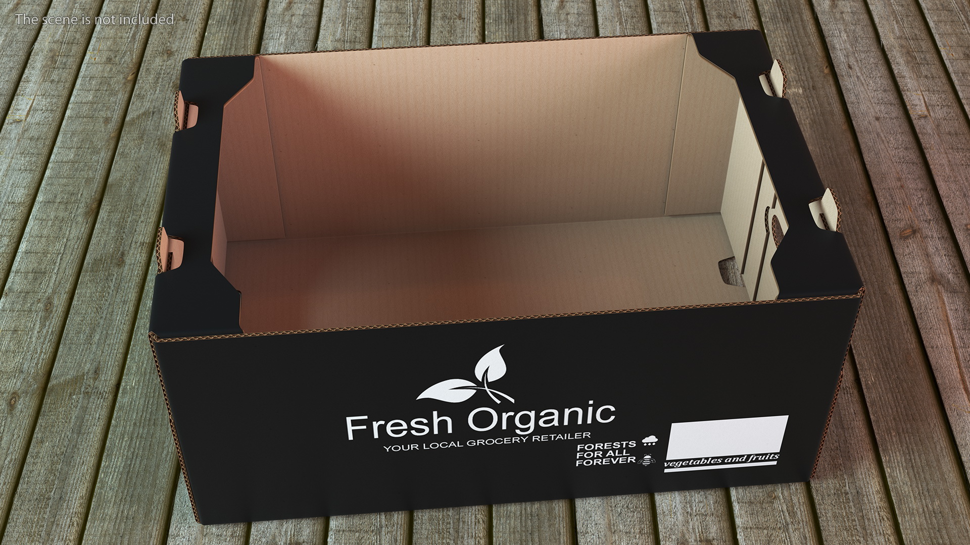 3D Fruit Packaging Corrugated Cardboard Tray Box Black