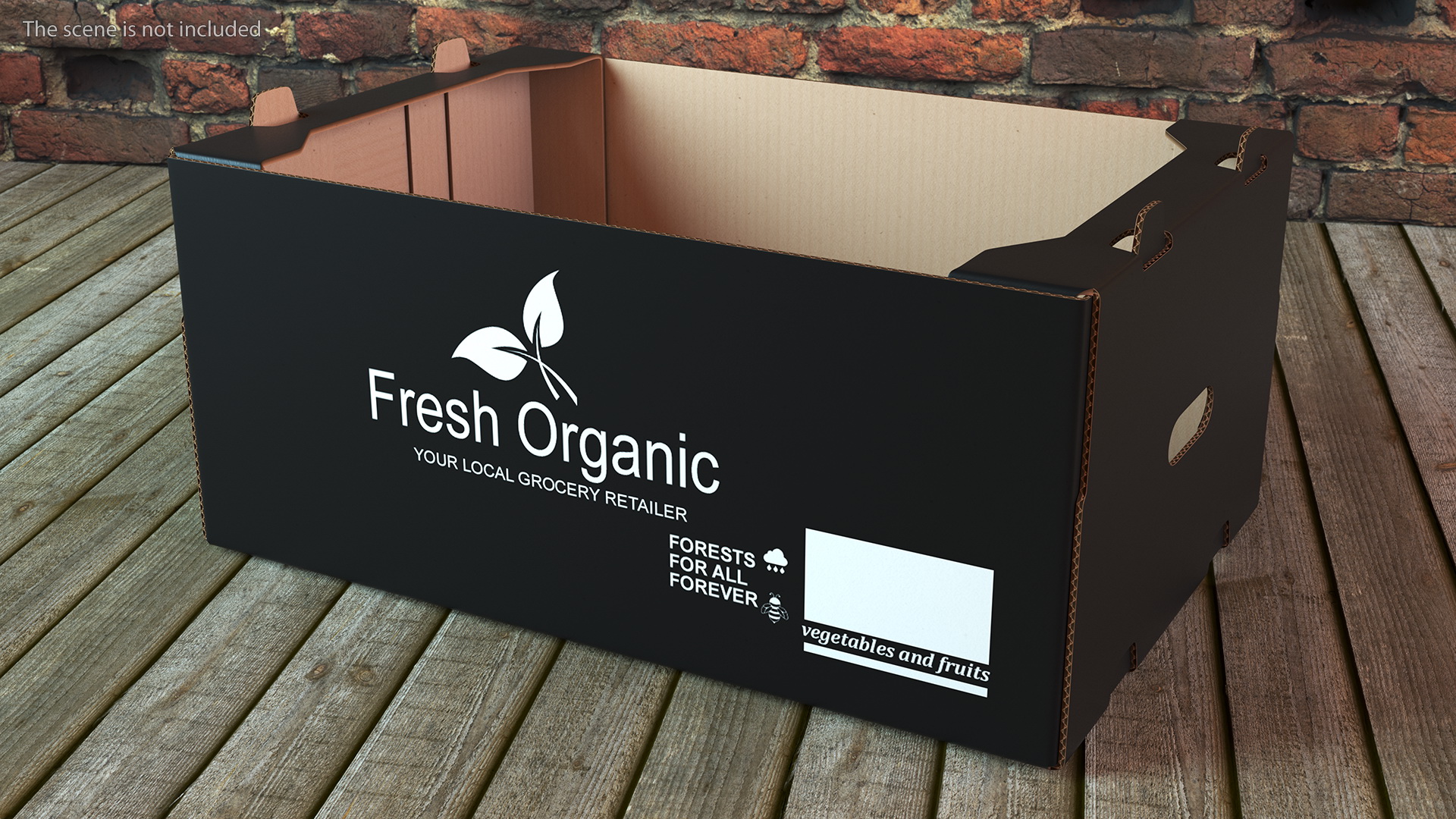 3D Fruit Packaging Corrugated Cardboard Tray Box Black