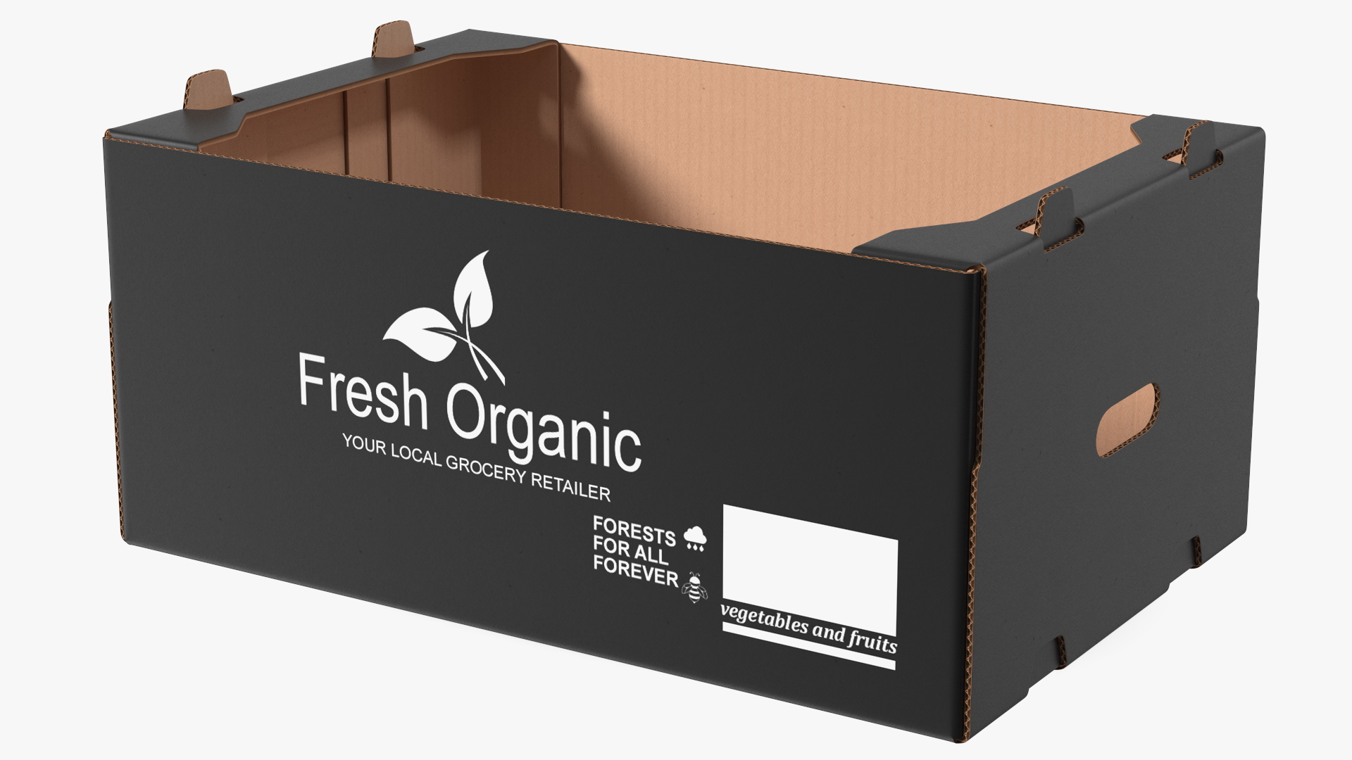 3D Fruit Packaging Corrugated Cardboard Tray Box Black