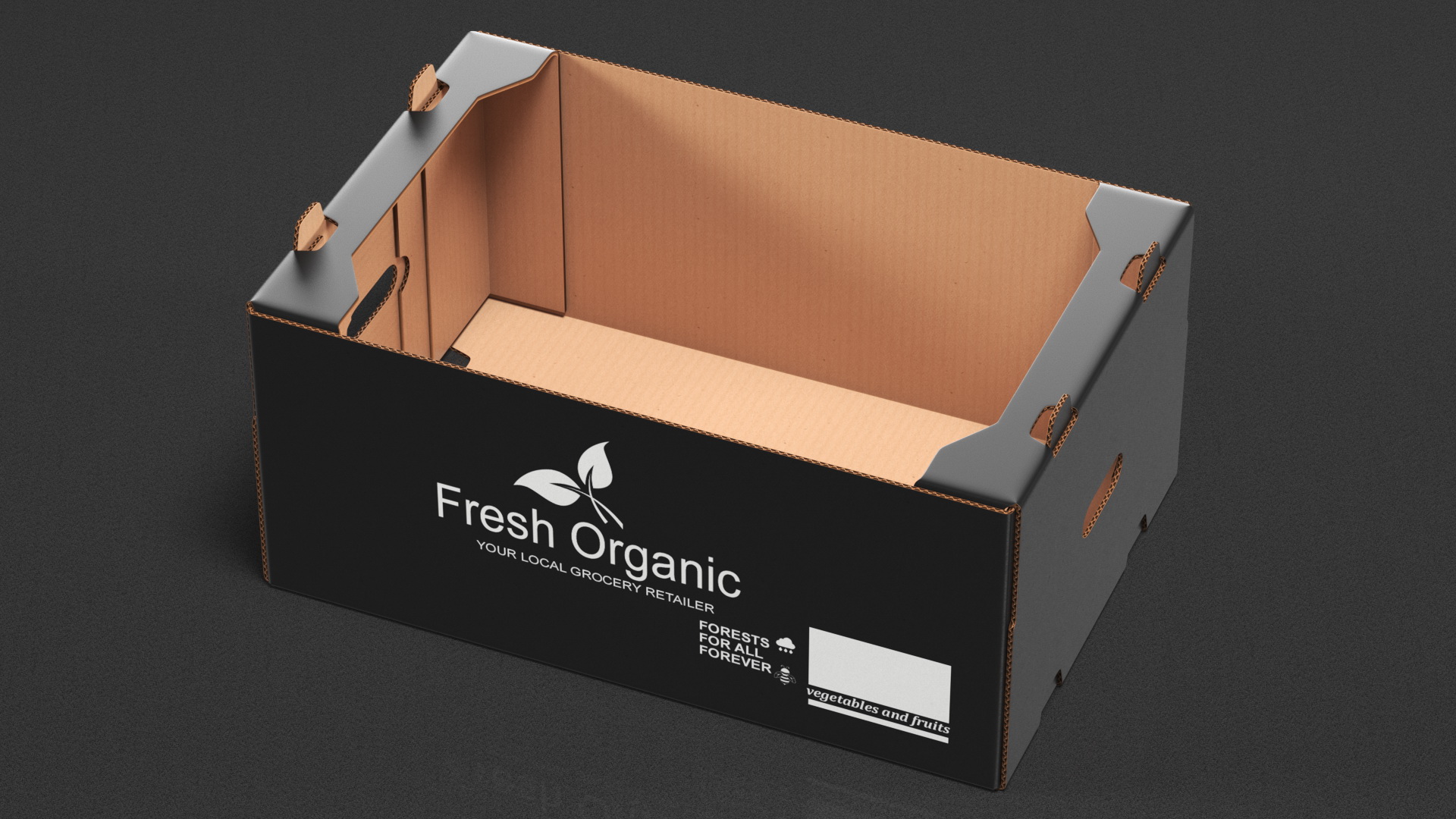 3D Fruit Packaging Corrugated Cardboard Tray Box Black