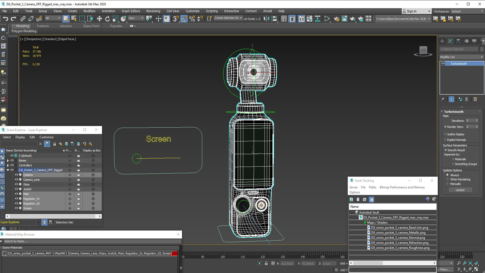 3D model DJI Pocket 3 Camera OFF Rigged