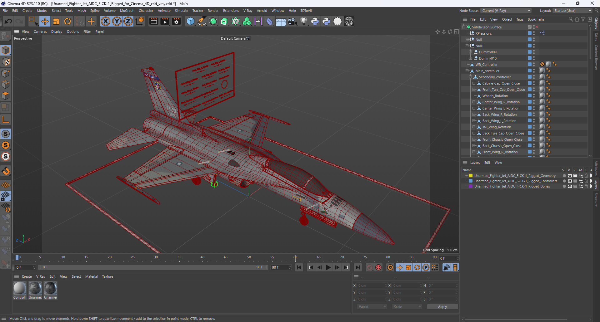 Unarmed Fighter Jet AIDC F-CK-1 Rigged for Cinema 4D 3D