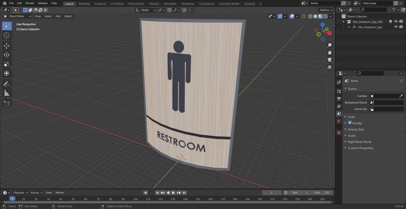 Men Restroom Sign 3D