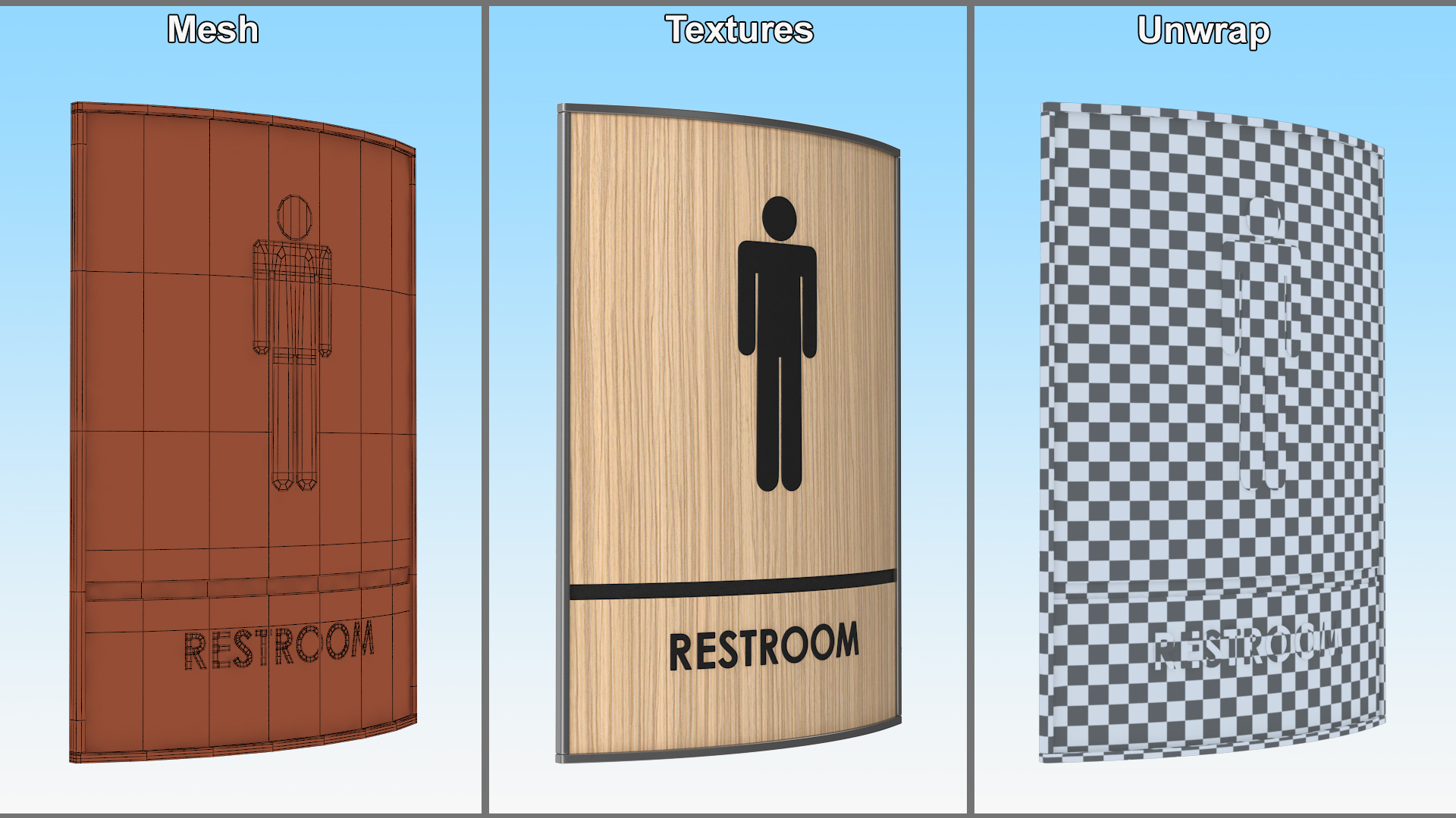 Men Restroom Sign 3D