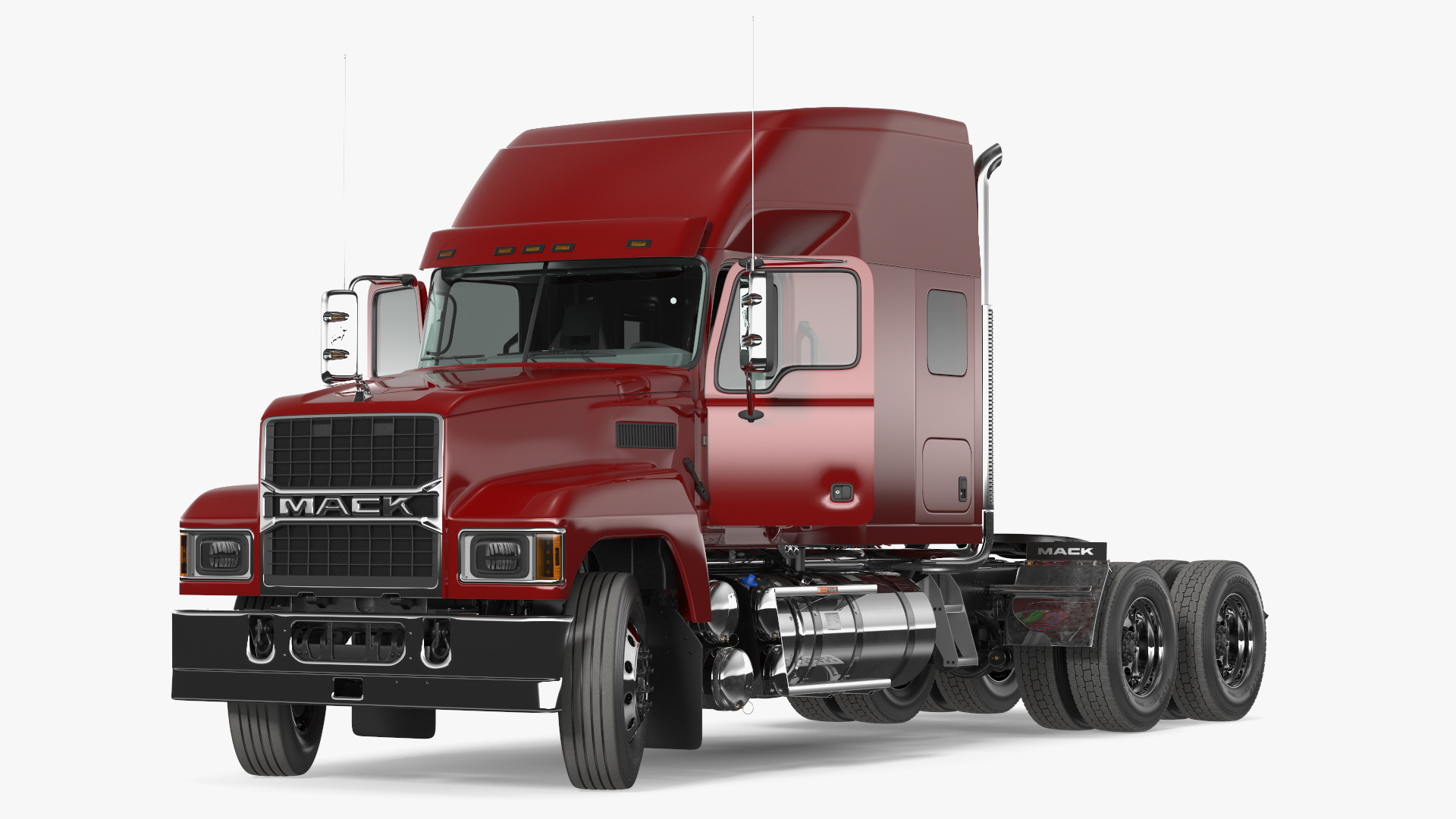 Mack 2025 Pinnacle Day Cab Red Rigged 3D