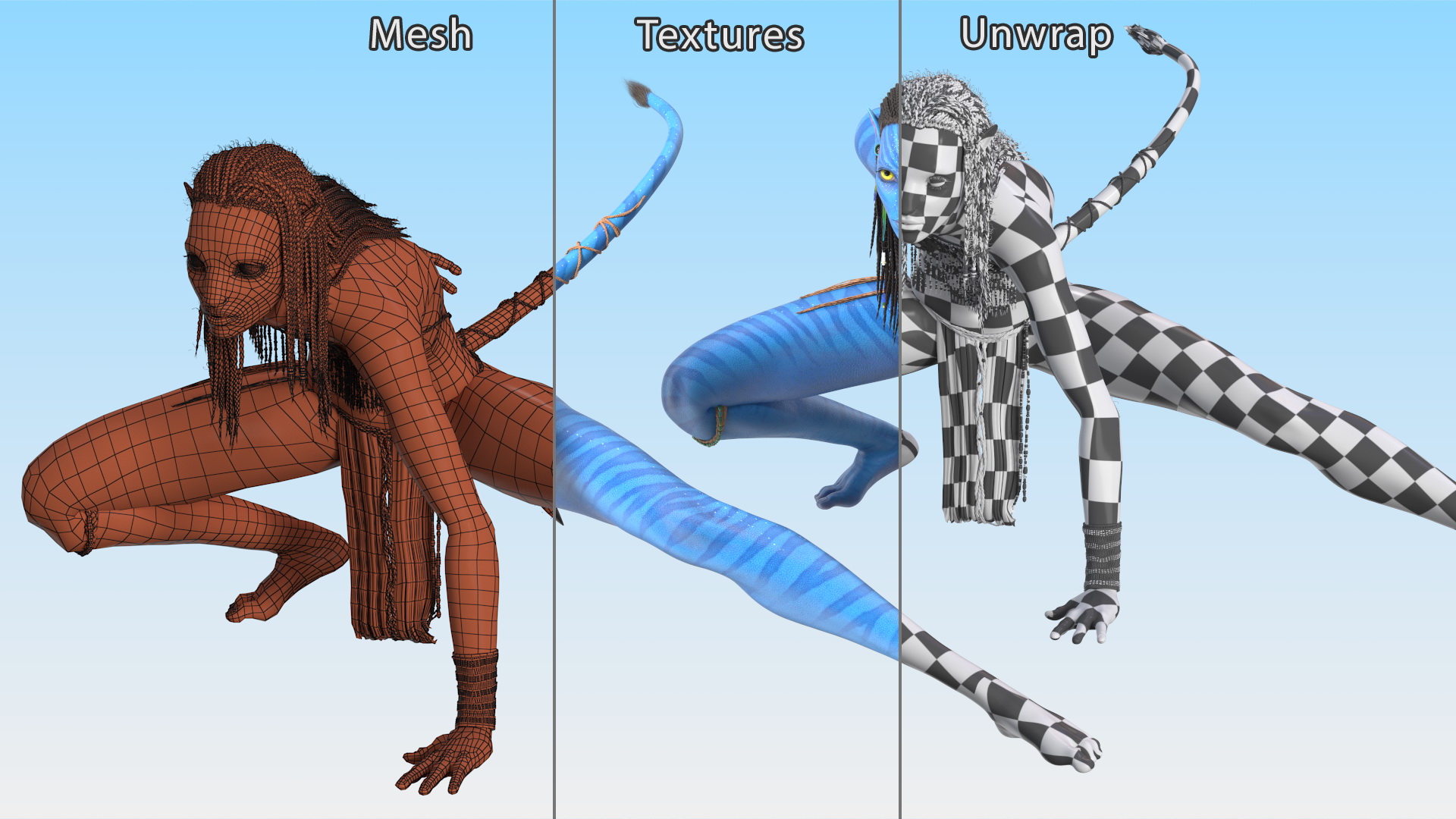 Neytiri Avatar in Battle Pose 3D model