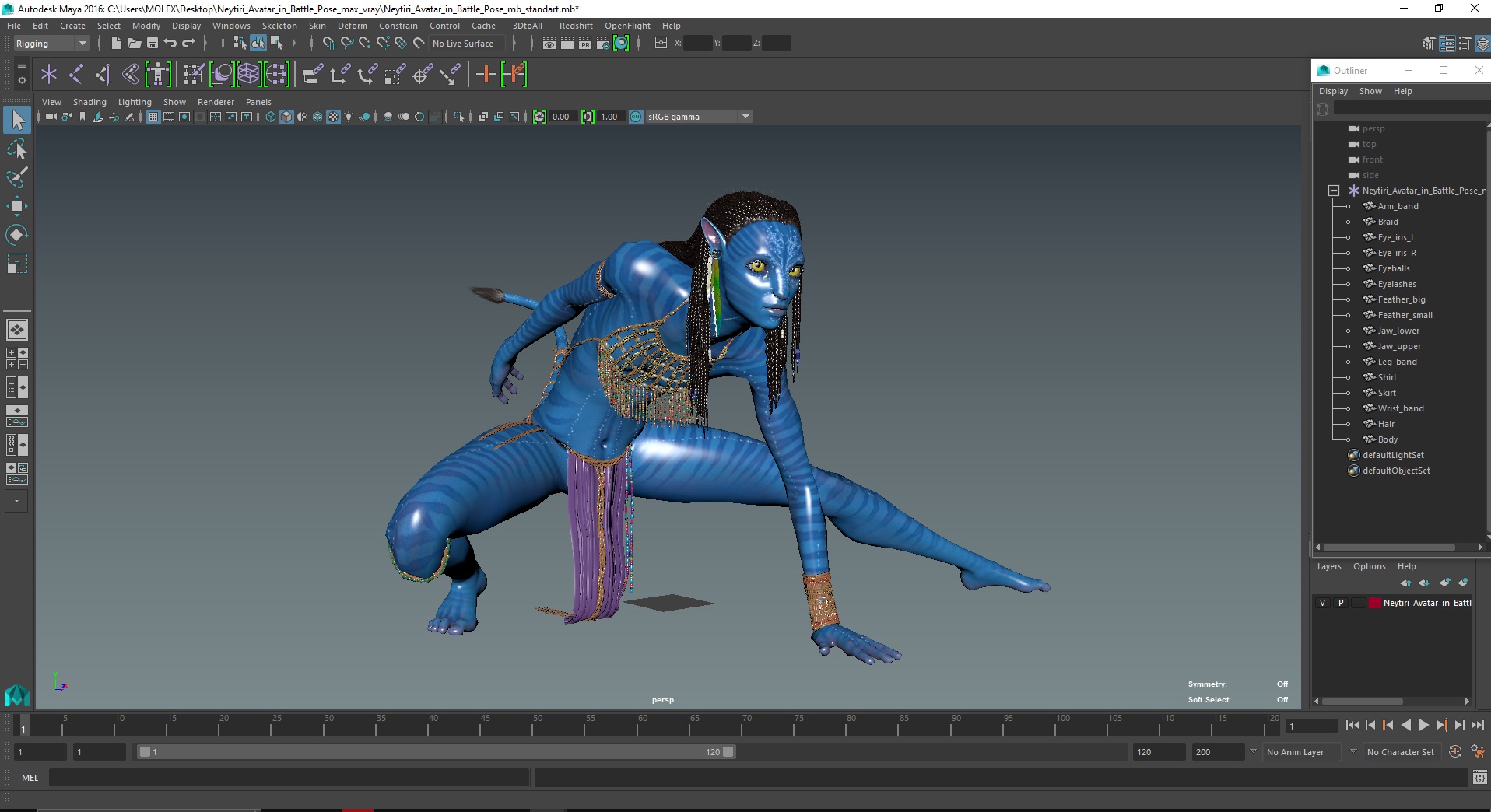 Neytiri Avatar in Battle Pose 3D model