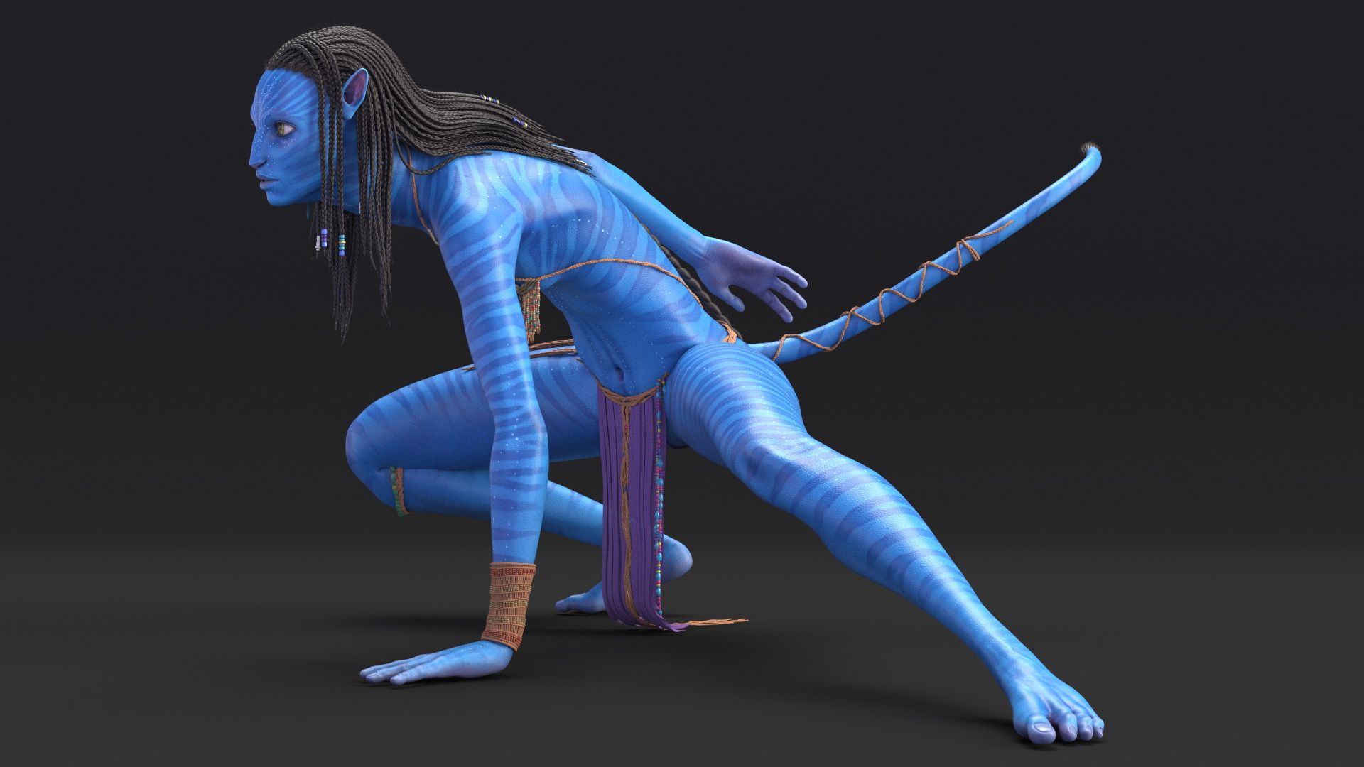 Neytiri Avatar in Battle Pose 3D model