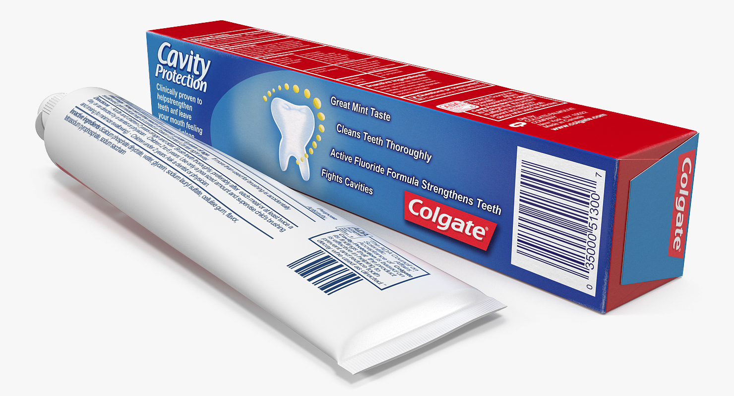 3D Colgate Toothpaste Box and Tube